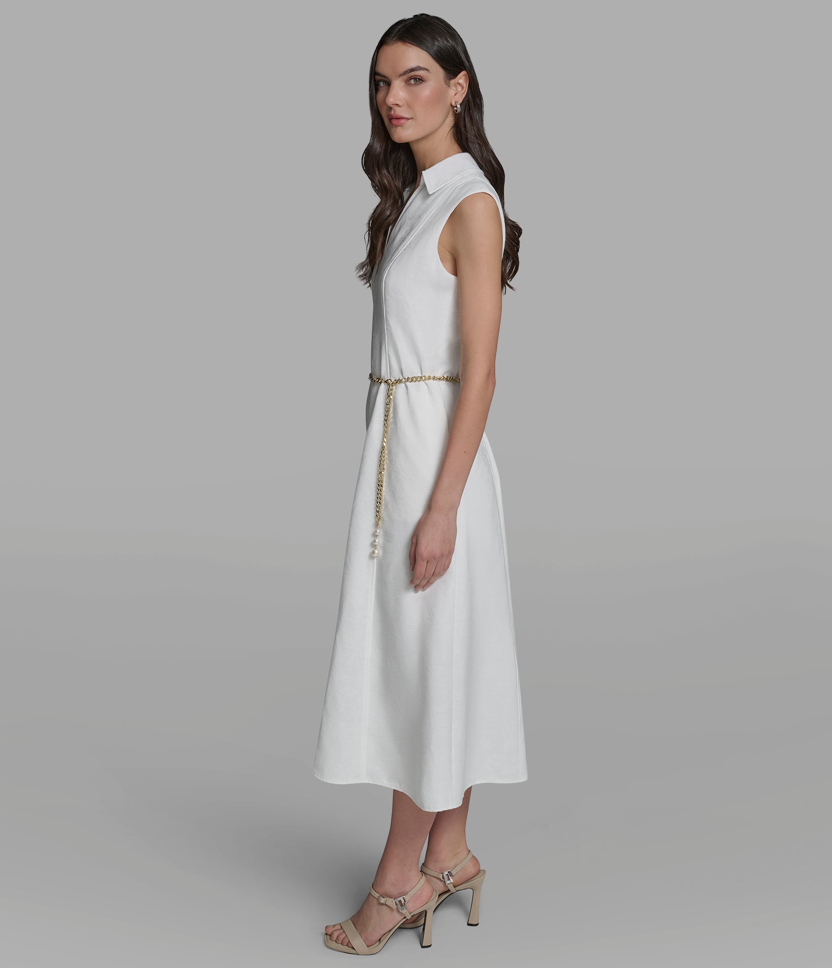 SLEEVELESS JACQUARD MIDI DRESS VIEW 3 | New Women's Clothing SLEEVELESS JACQUARD MIDI DRESS VIEW 3 | New Women's Clothing