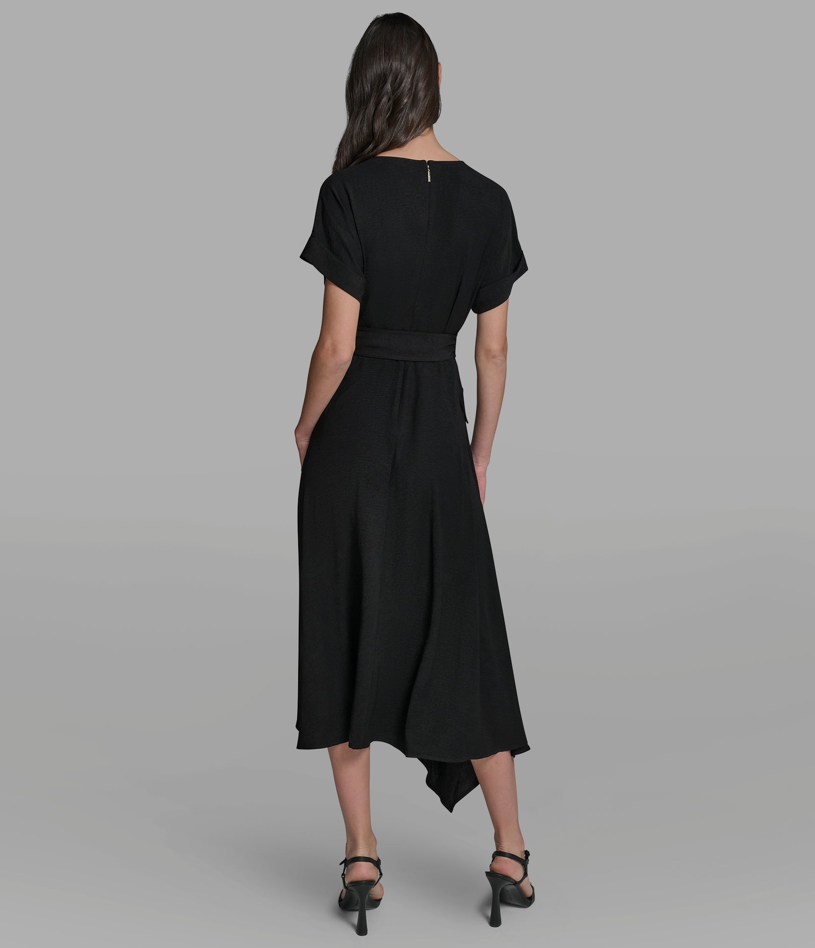SHORT SLEEVE BELTED MIDI DRESS View 2 | New Women's Clothing SHORT SLEEVE BELTED MIDI DRESS View 2 | New Women's Clothing