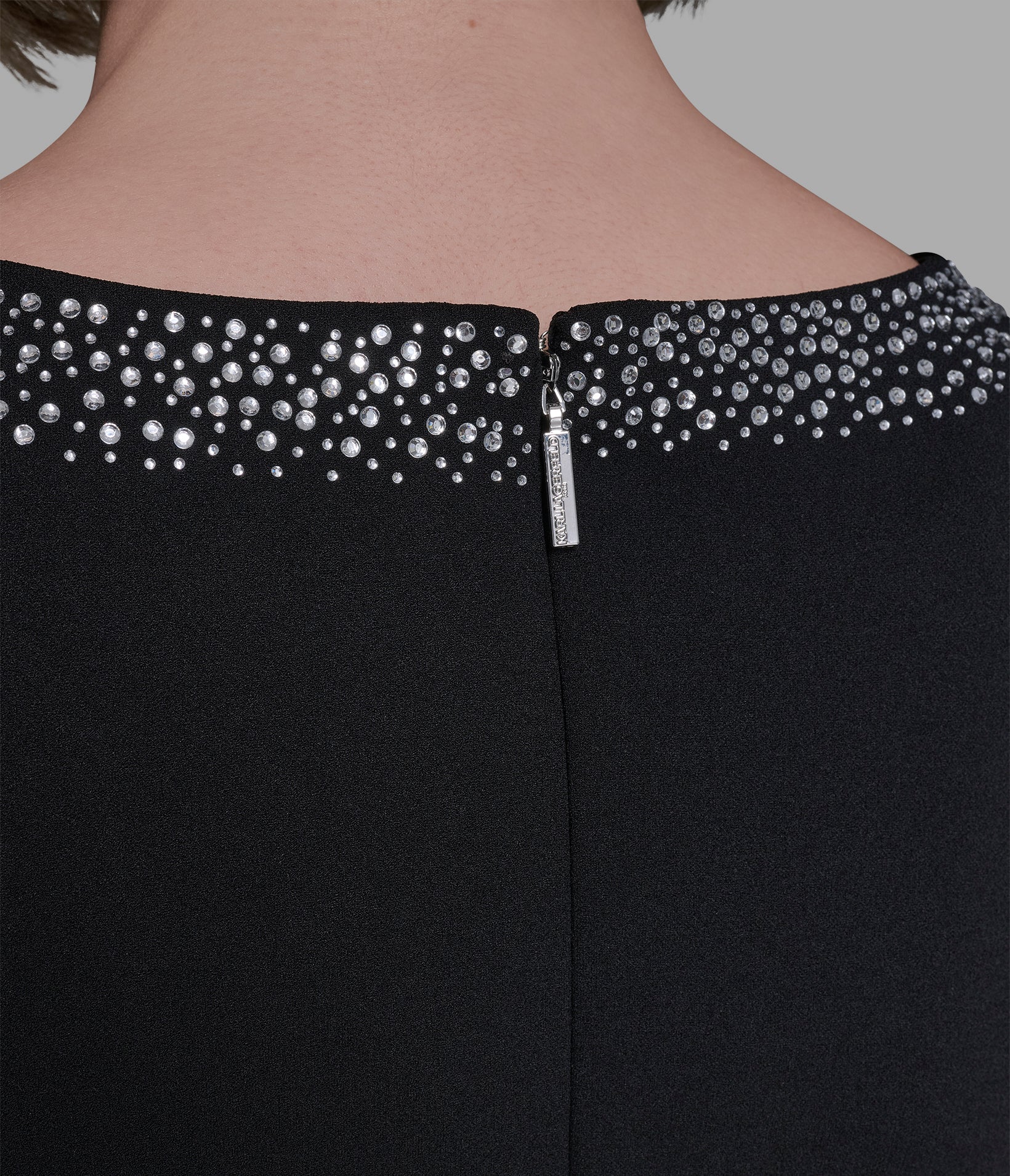 SCUBA CREPE SHEATH DRESS WITH EMBELLISHED NECKLINE VIEW 5 | Women's Clothing SCUBA CREPE SHEATH DRESS WITH EMBELLISHED NECKLINE VIEW 5 | Women's Clothing