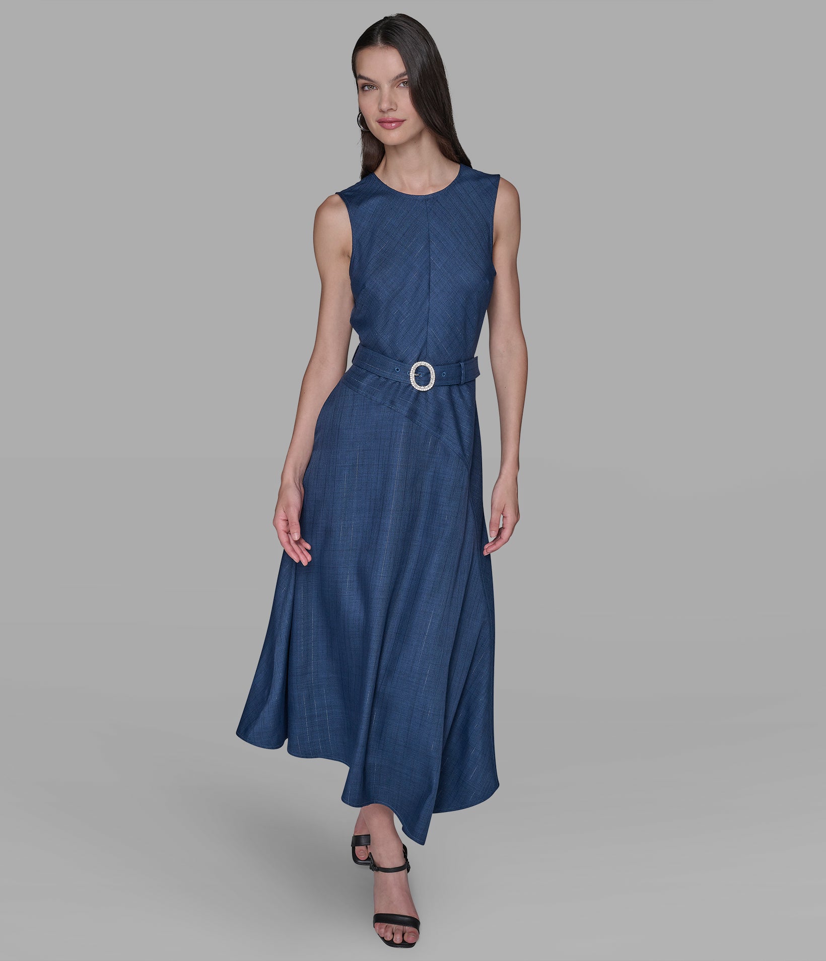 BELTED PINSTRIPE DENIM MIDI DRESS View 1 | Products BELTED PINSTRIPE DENIM MIDI DRESS View 1 | Products