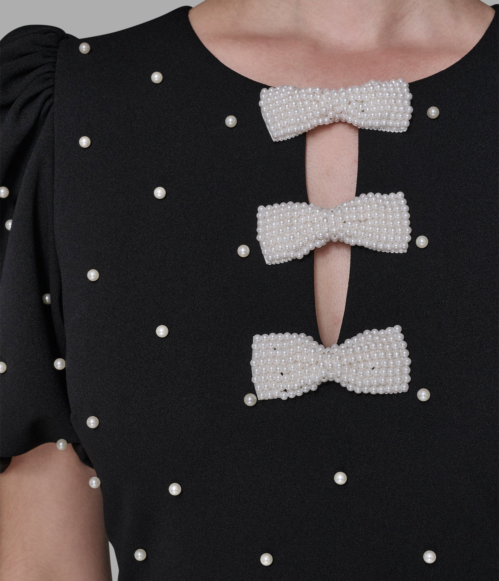 SCUBA CREPE SHEATH DRESS WITH PEARL DETAILS VIEW 5 | Women's Dresses & Jumpsuits SCUBA CREPE SHEATH DRESS WITH PEARL DETAILS VIEW 5 | Women's Dresses & Jumpsuits