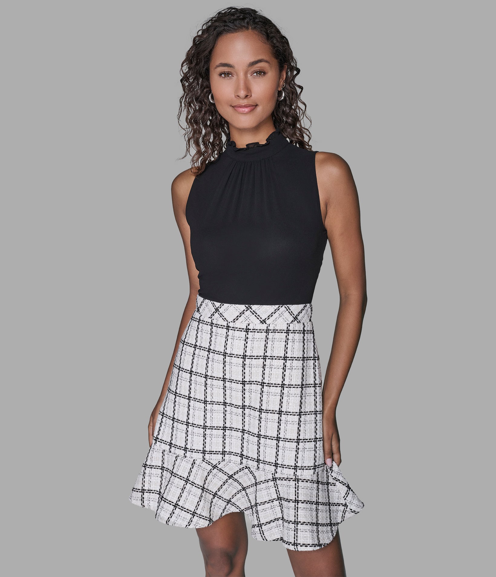PLAID TWEED SKIRT DRESS VIEW 4 | Women's Matching Sets PLAID TWEED SKIRT DRESS VIEW 4 | Women's Matching Sets