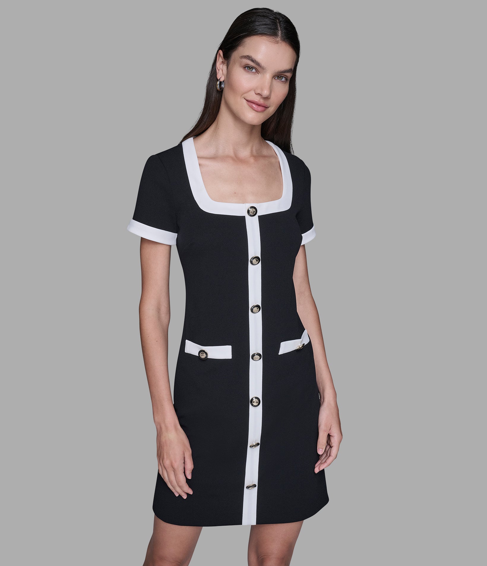 SCUBA CREPE DRESS WITH CONTRAST FRAMING View 1 | Women's Dresses & Jumpsuits SCUBA CREPE DRESS WITH CONTRAST FRAMING View 1 | Women's Dresses & Jumpsuits