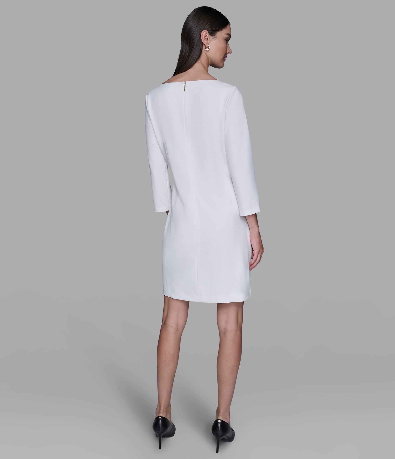 SCUBA CREPE SHEATH DRESS WITH BOW EMBELLISHMENT View 2 | All That Glitters SCUBA CREPE SHEATH DRESS WITH BOW EMBELLISHMENT View 2 | All That Glitters