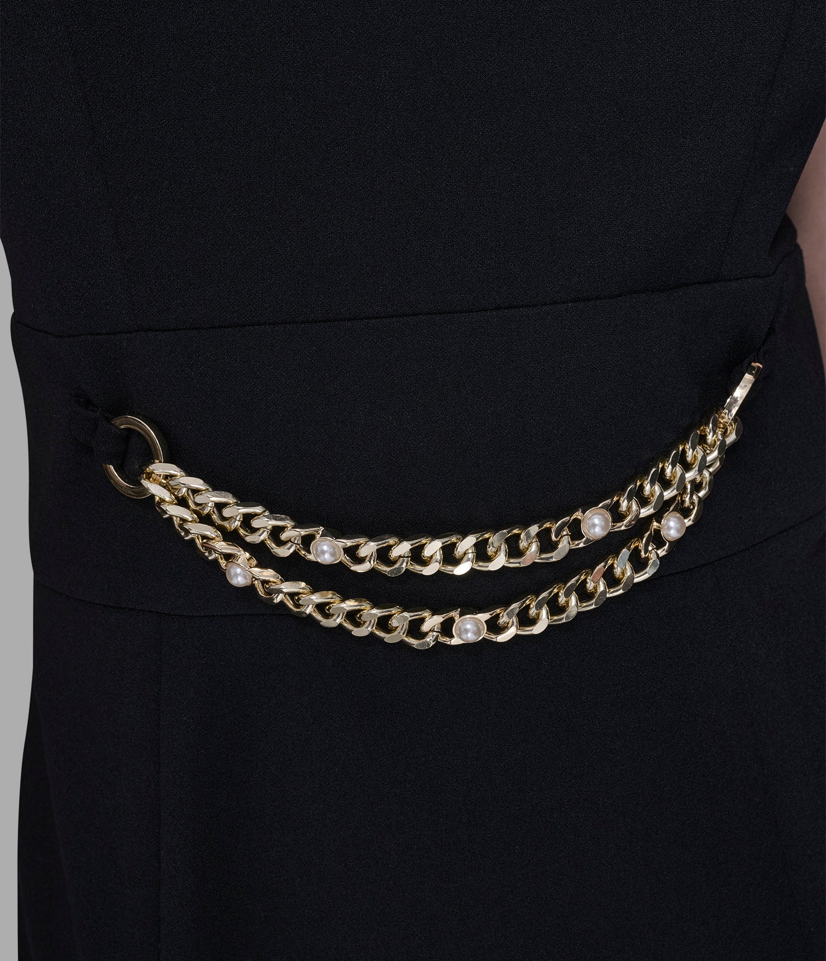 SCUBA CREPE SHEATH DRESS WITH CHAIN TRIM WAISTBAND VIEW 5 | Women's Sale SCUBA CREPE SHEATH DRESS WITH CHAIN TRIM WAISTBAND VIEW 5 | Women's Sale