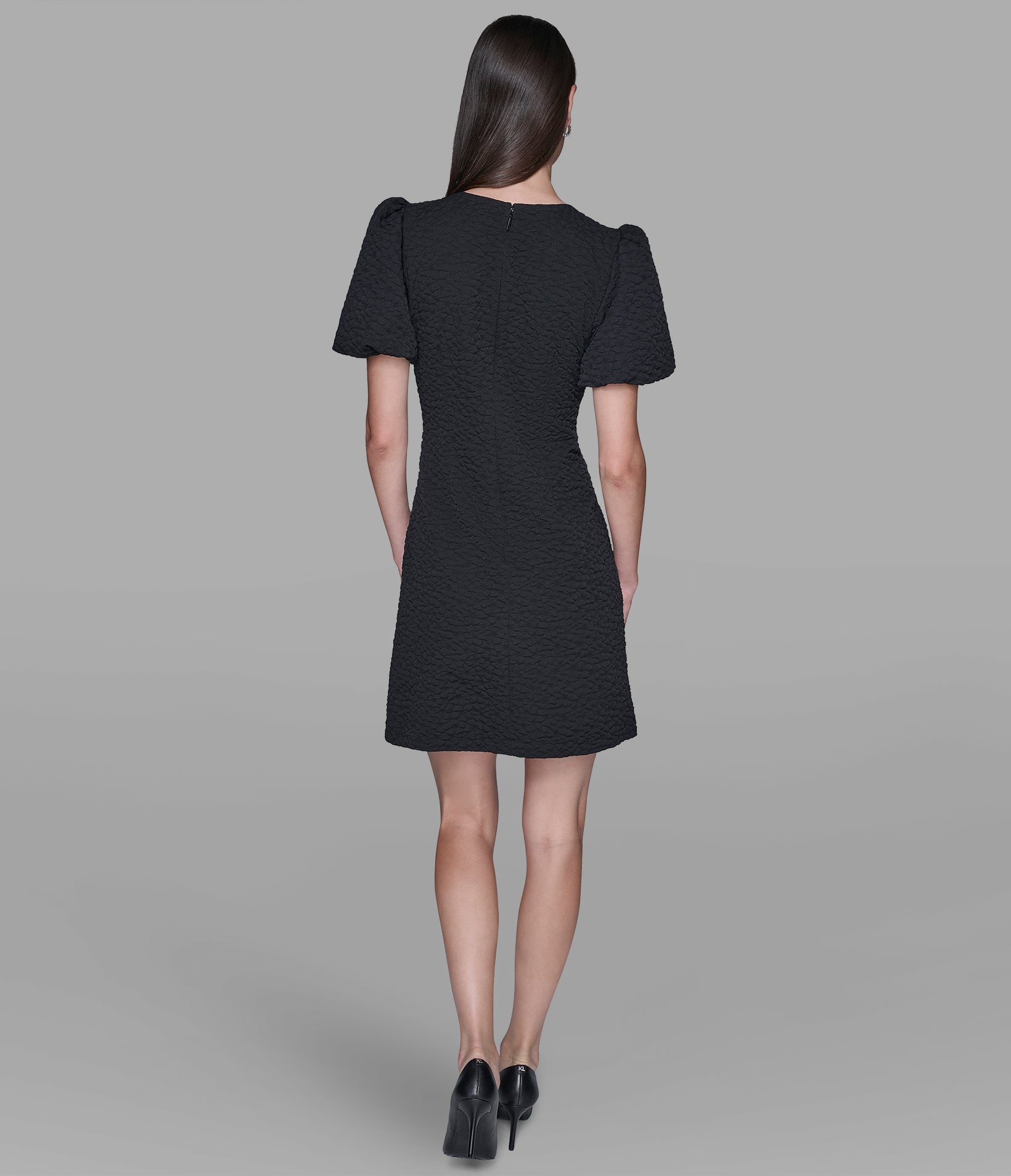 FLORAL JACQUARD DRESS WITH PUFF SLEEVES View 2 | Valentine's Day Shop FLORAL JACQUARD DRESS WITH PUFF SLEEVES View 2 | Valentine's Day Shop