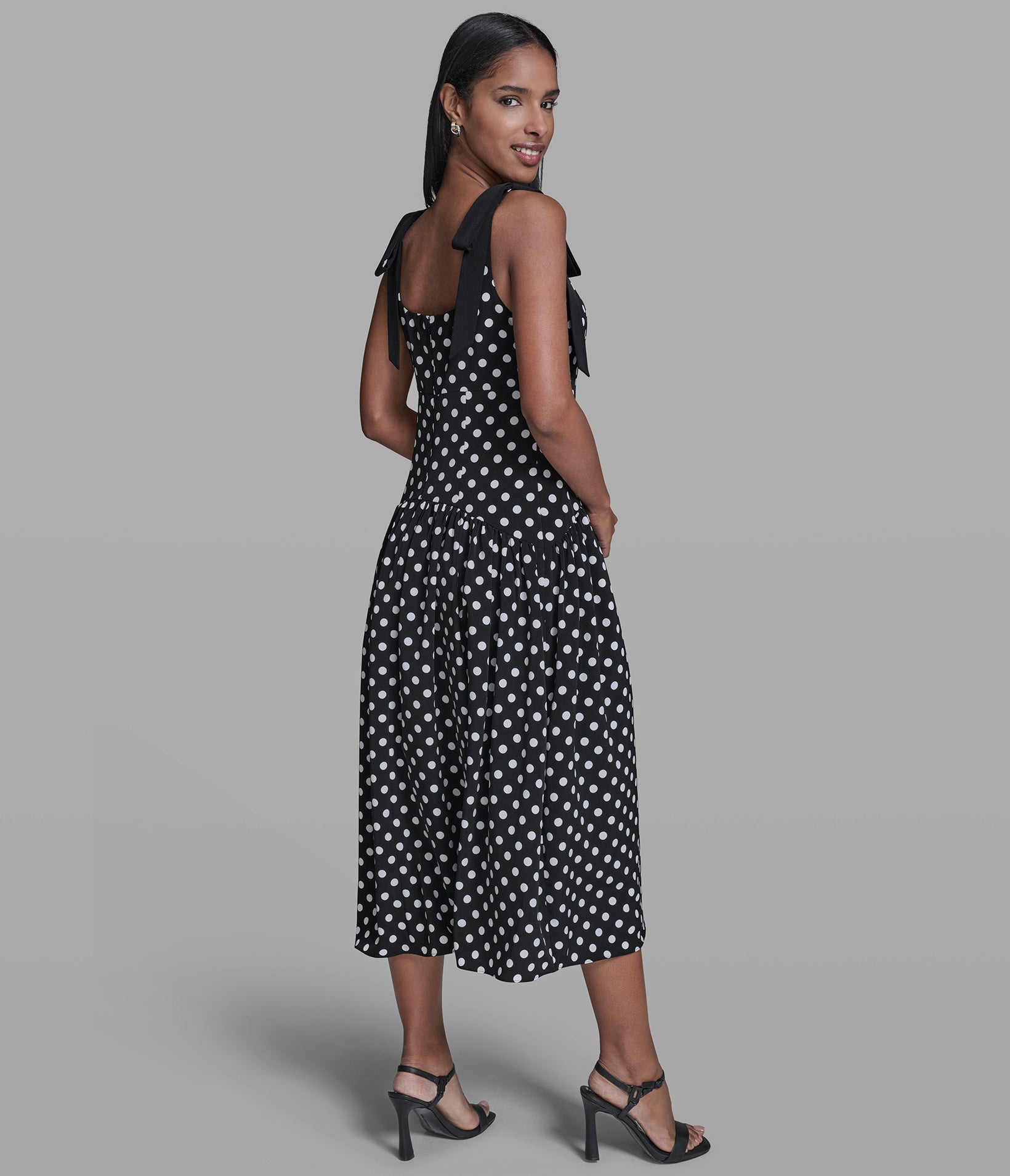 BOW STRAP POLKA DOT MIDI DRESS VIEW 3 | Women's Clothing BOW STRAP POLKA DOT MIDI DRESS VIEW 3 | Women's Clothing