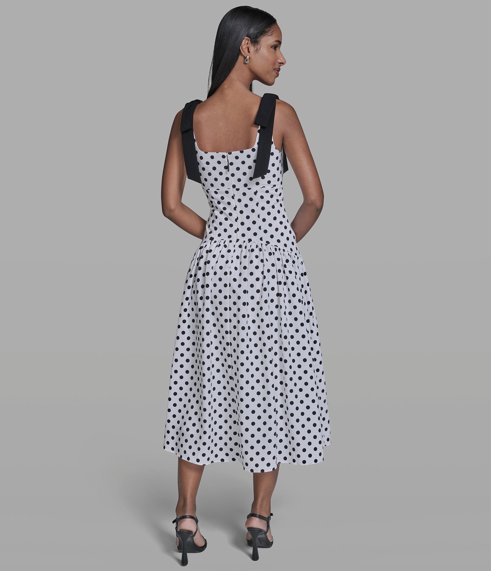BOW STRAP POLKA DOT MIDI DRESS View 2 | New Arrivals BOW STRAP POLKA DOT MIDI DRESS View 2 | New Arrivals