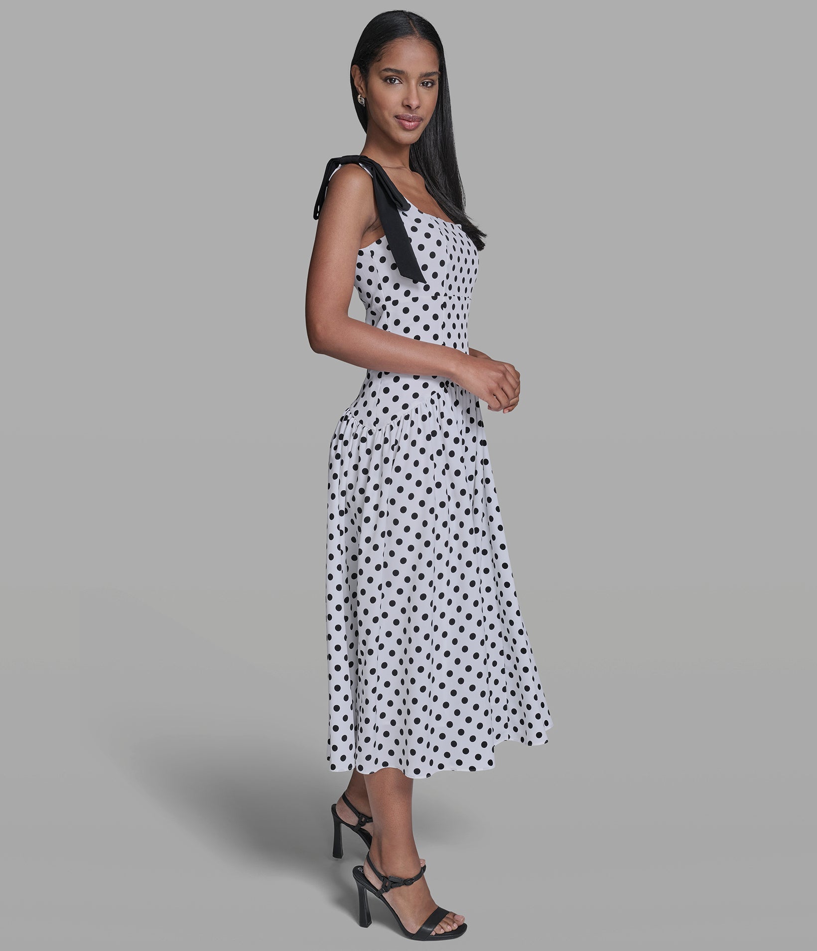 BOW STRAP POLKA DOT MIDI DRESS VIEW 3 | New Arrivals BOW STRAP POLKA DOT MIDI DRESS VIEW 3 | New Arrivals