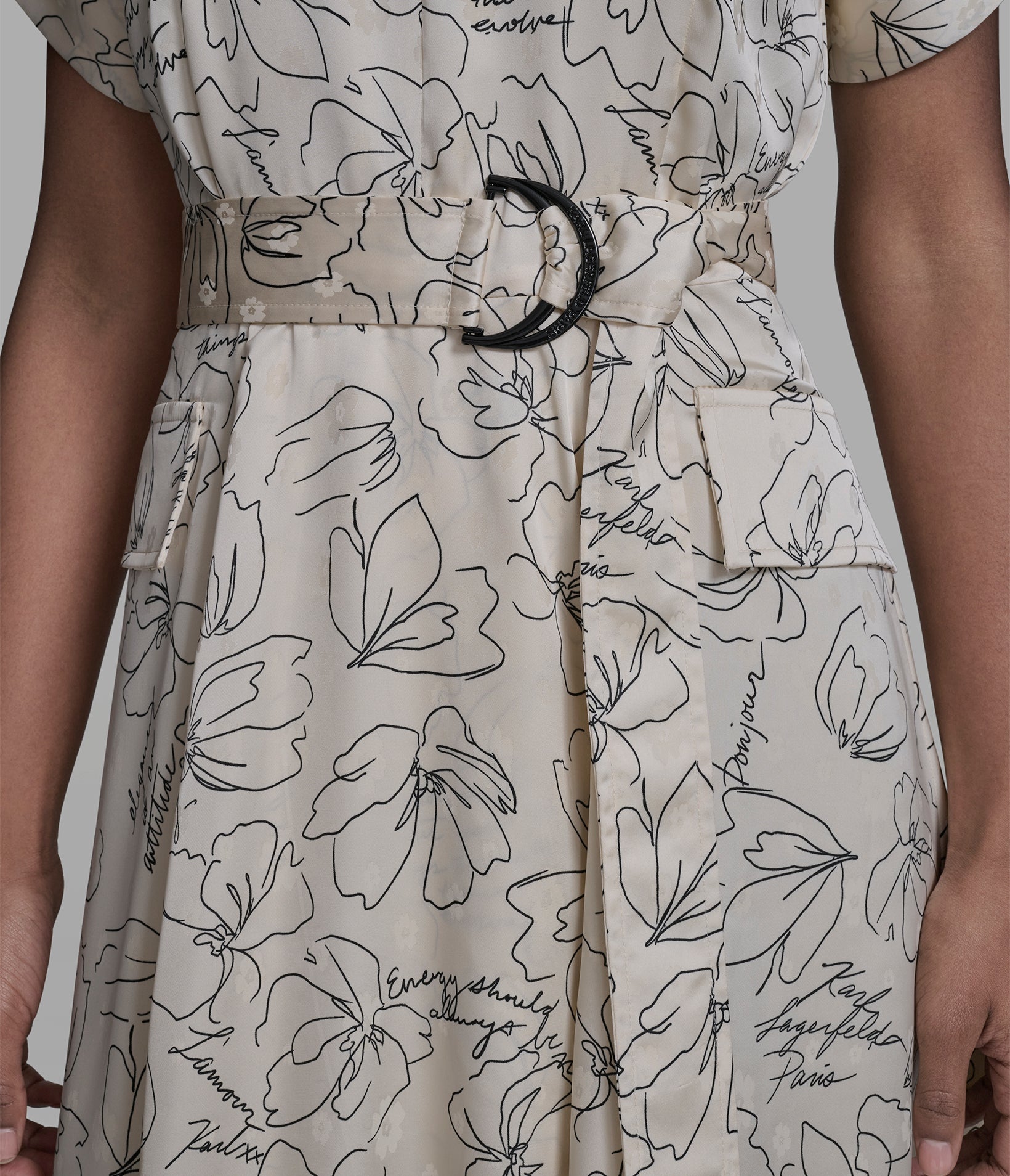 BELTED FLORAL OUTLINE MIDI DRESS VIEW 5 | Women's Dresses & Jumpsuits BELTED FLORAL OUTLINE MIDI DRESS VIEW 5 | Women's Dresses & Jumpsuits