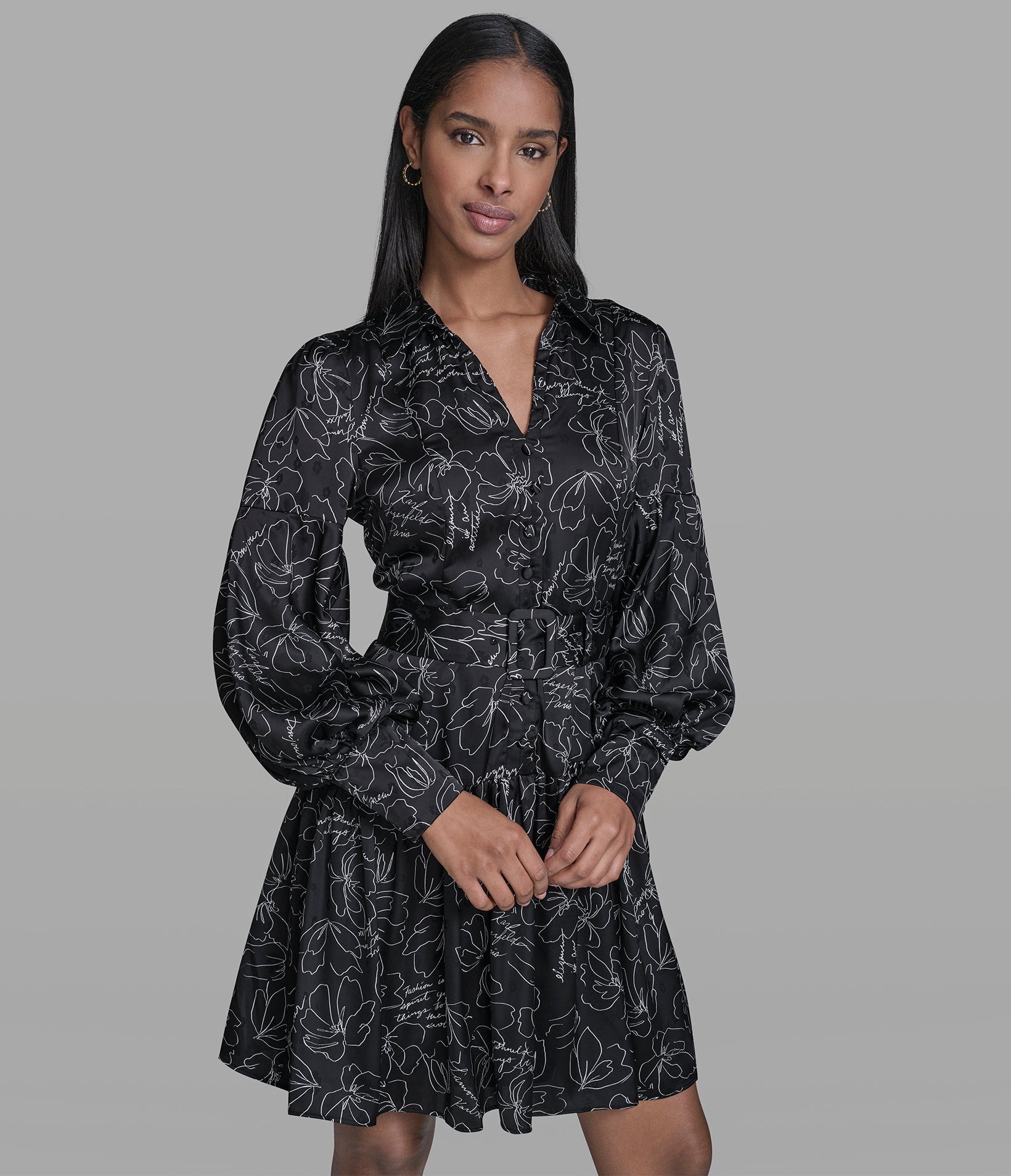 FLORAL OUTLINE SHIRT DRESS View 1 | New Arrivals FLORAL OUTLINE SHIRT DRESS View 1 | New Arrivals