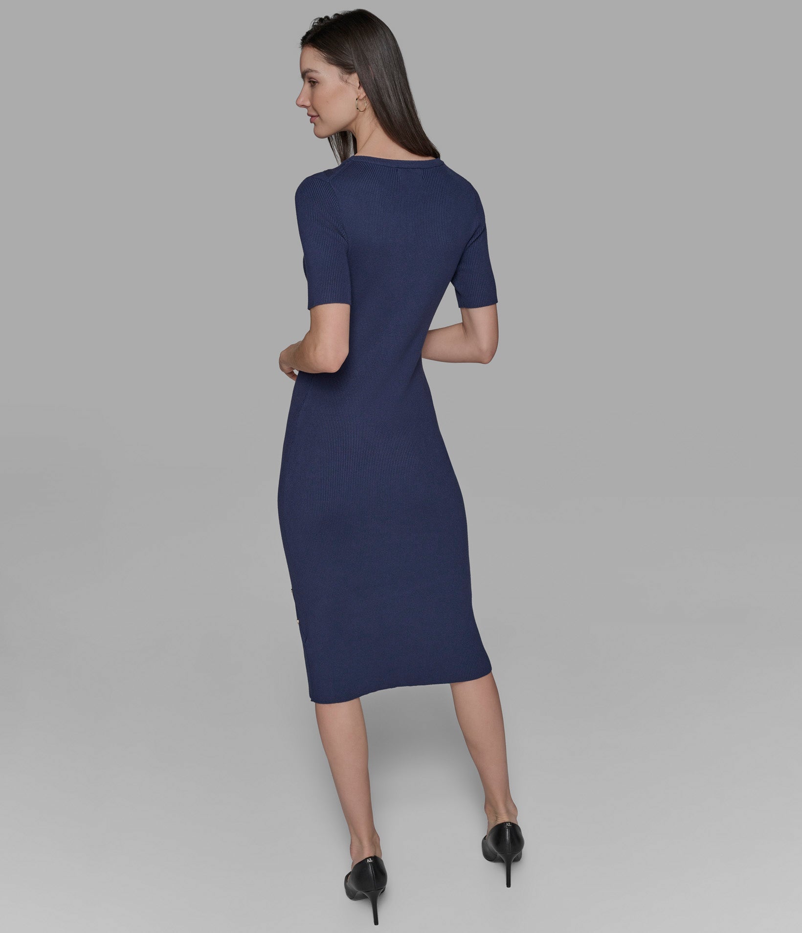 BUTTON-EMBELLISHED MIDI SWEATER DRESS View 2 | Products BUTTON-EMBELLISHED MIDI SWEATER DRESS View 2 | Products