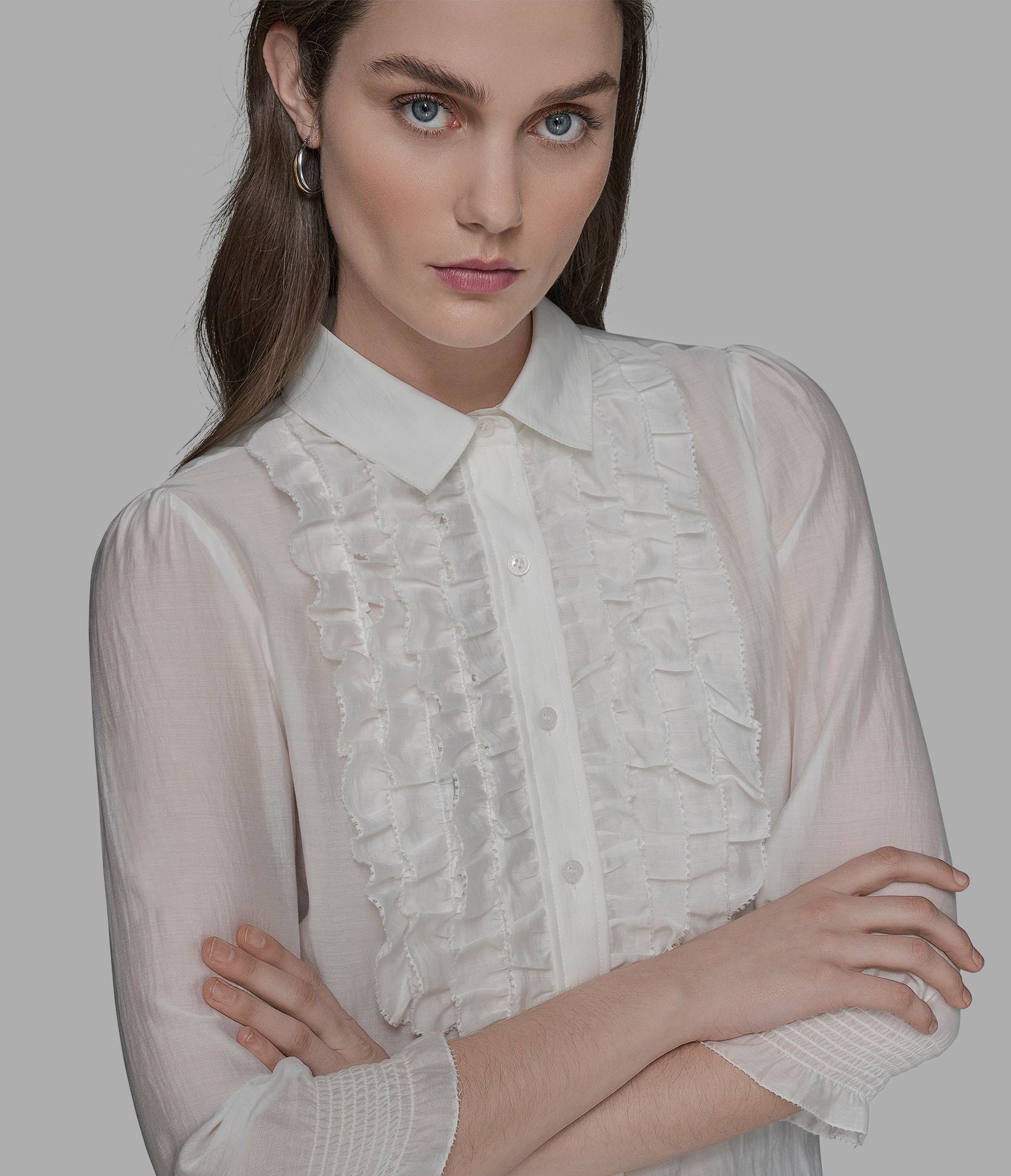 RUFFLE BUTTON DOWN BLOUSE View 1 | WOMEN'S FALL COLLECTION RUFFLE BUTTON DOWN BLOUSE View 1 | WOMEN'S FALL COLLECTION