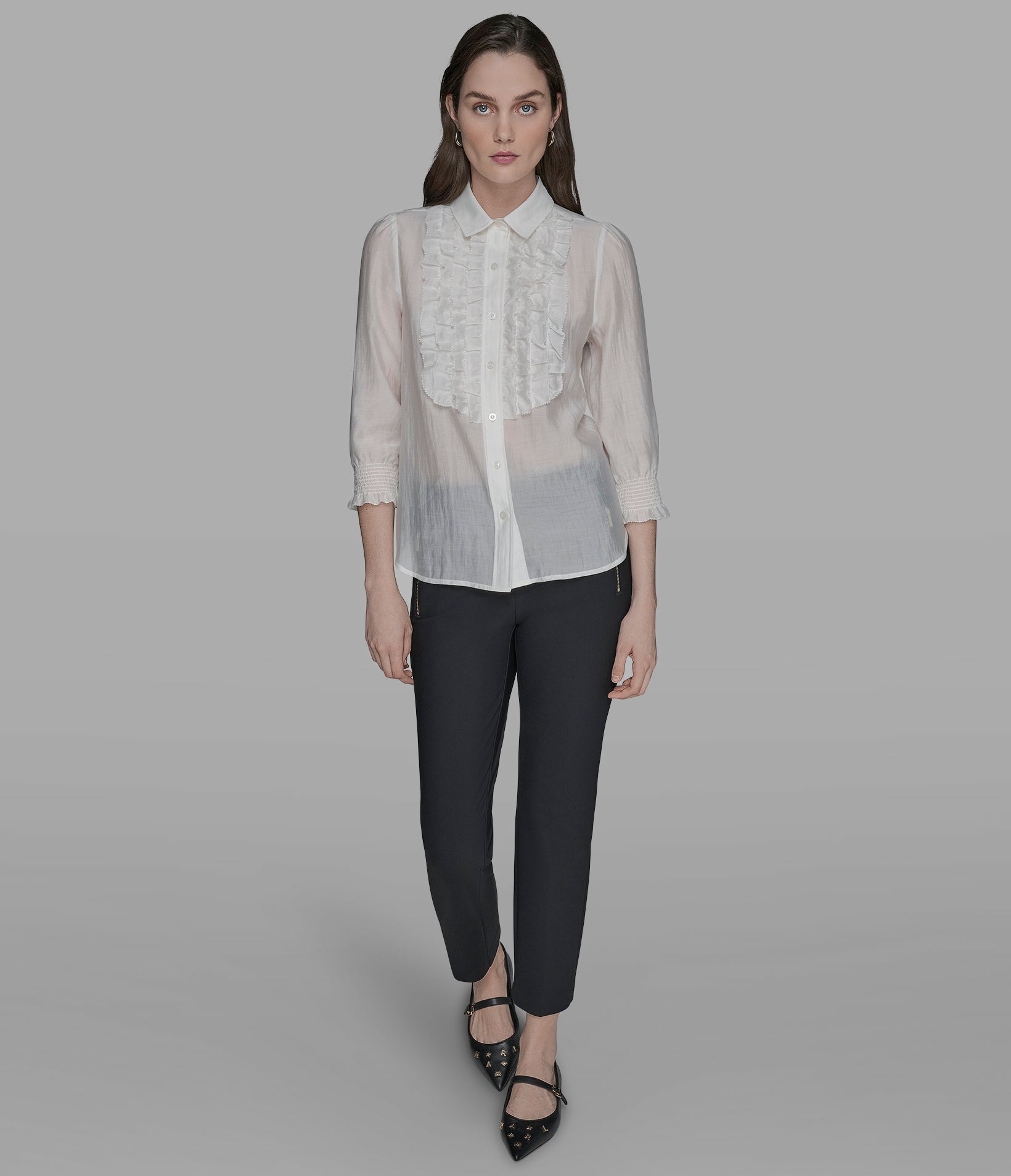 RUFFLE BUTTON DOWN BLOUSE VIEW 4 | WOMEN'S FALL COLLECTION RUFFLE BUTTON DOWN BLOUSE VIEW 4 | WOMEN'S FALL COLLECTION