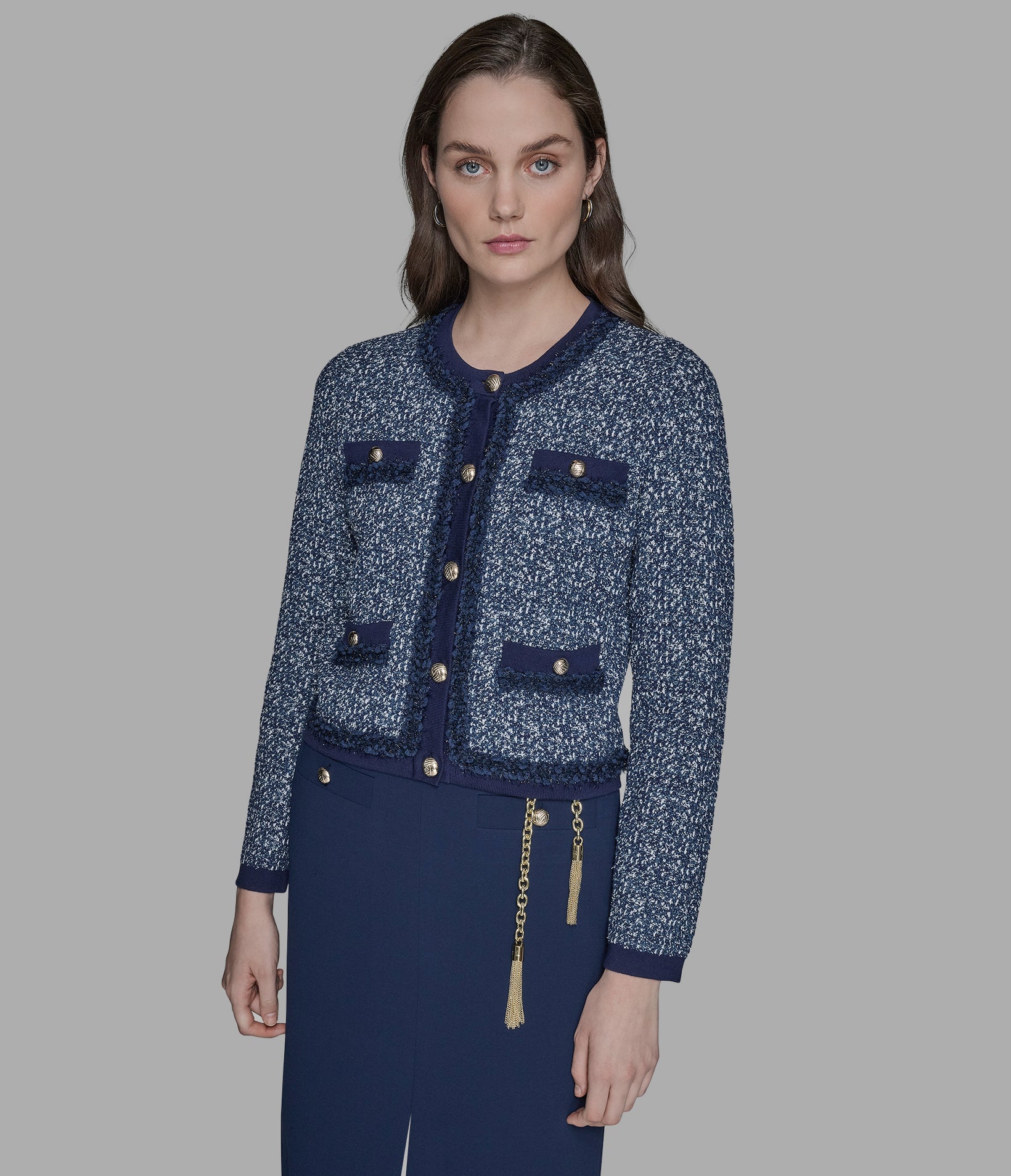 DENIM TWEED CARDIGAN View 1 | Best Sellers Shop DENIM TWEED CARDIGAN View 1 | Best Sellers Shop