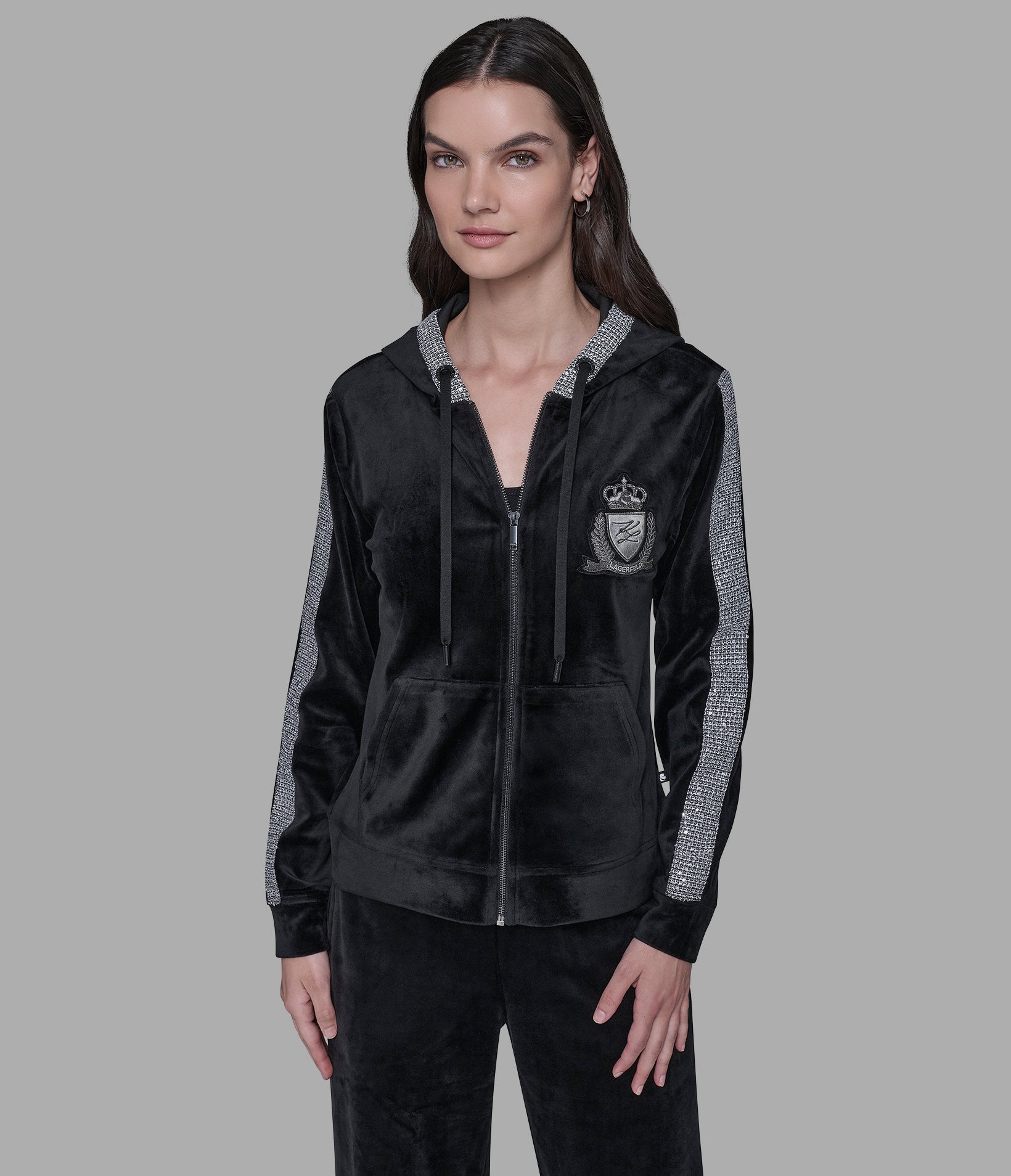 CO-ORD VELOUR RHINESTONE TRACK JACKET View 1 | Women's Matching Sets CO-ORD VELOUR RHINESTONE TRACK JACKET View 1 | Women's Matching Sets