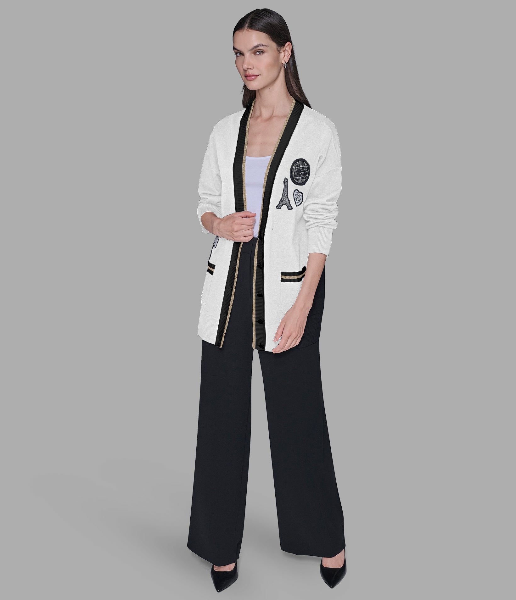 VARSITY CARDIGAN WITH PATCHES VIEW 3 | Women's Tops & Sweaters VARSITY CARDIGAN WITH PATCHES VIEW 3 | Women's Tops & Sweaters