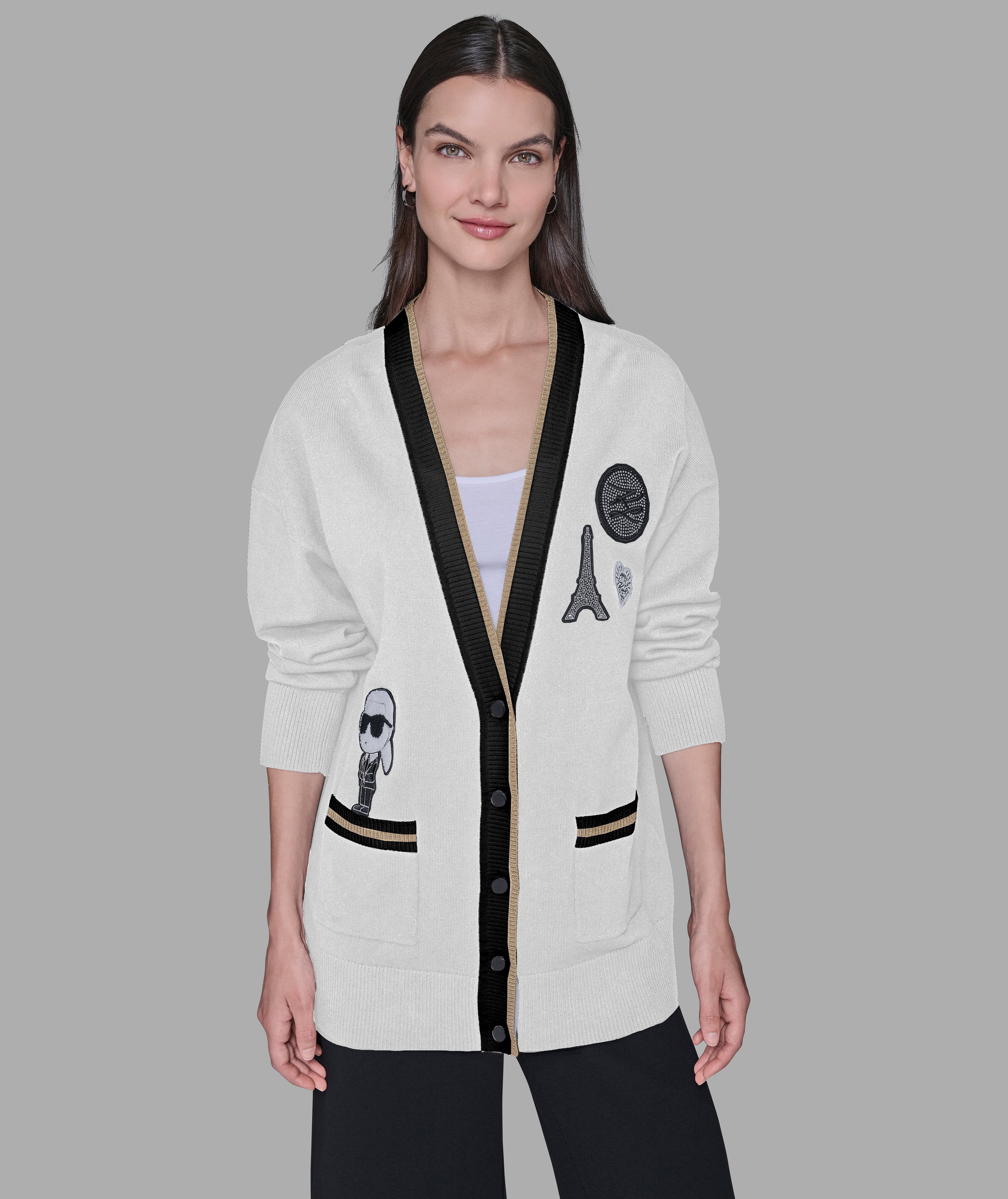 VARSITY CARDIGAN WITH PATCHES View 1 | Women's Tops & Sweaters VARSITY CARDIGAN WITH PATCHES View 1 | Women's Tops & Sweaters