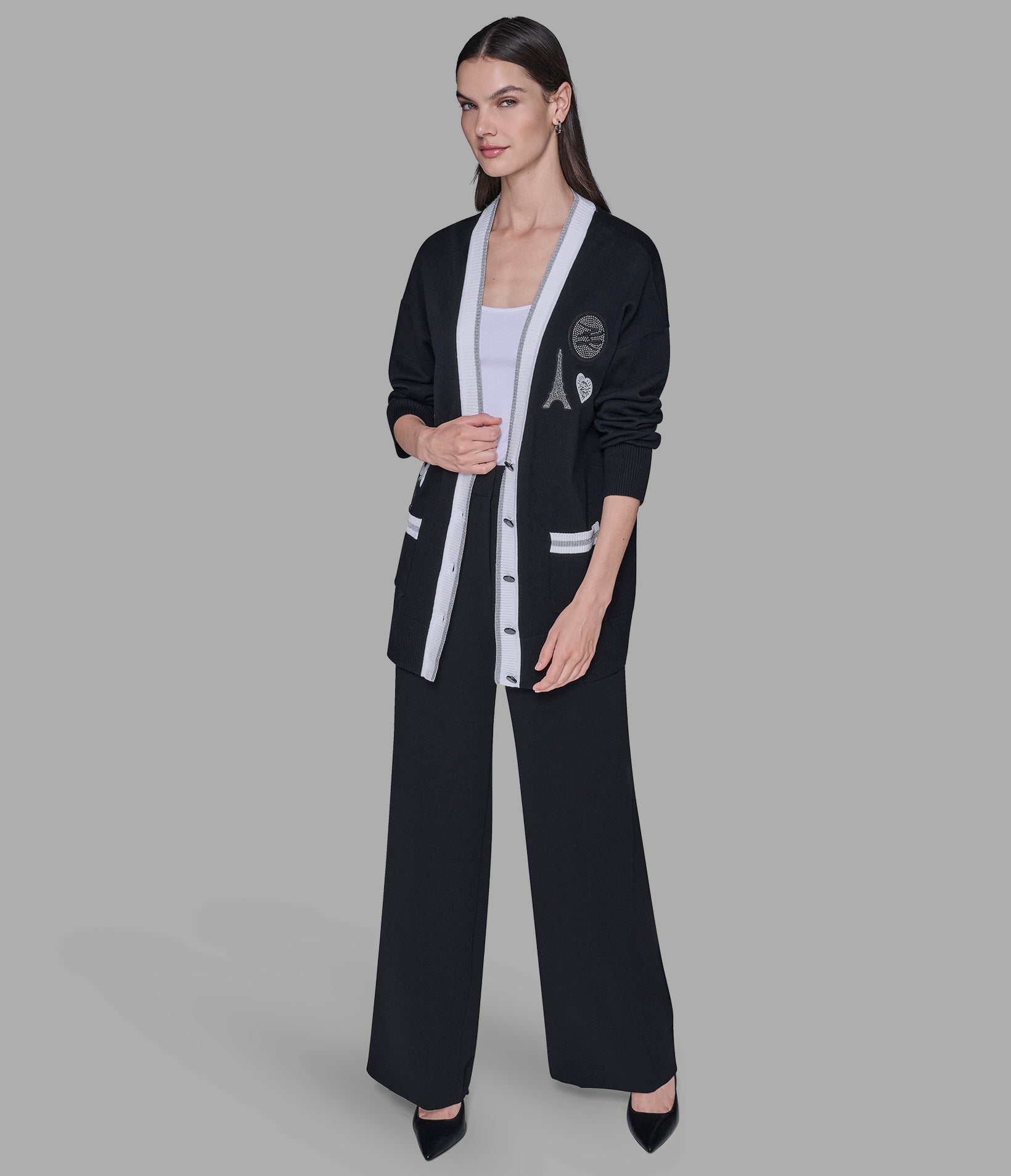 VARSITY CARDIGAN WITH PATCHES VIEW 3 | Women's Sale VARSITY CARDIGAN WITH PATCHES VIEW 3 | Women's Sale