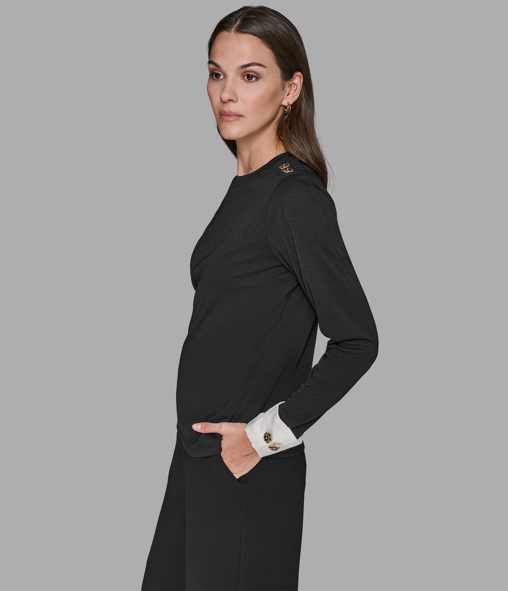 KNIT TOP WITH FLORAL BUTTONS VIEW 4 | Women's Sale KNIT TOP WITH FLORAL BUTTONS VIEW 4 | Women's Sale