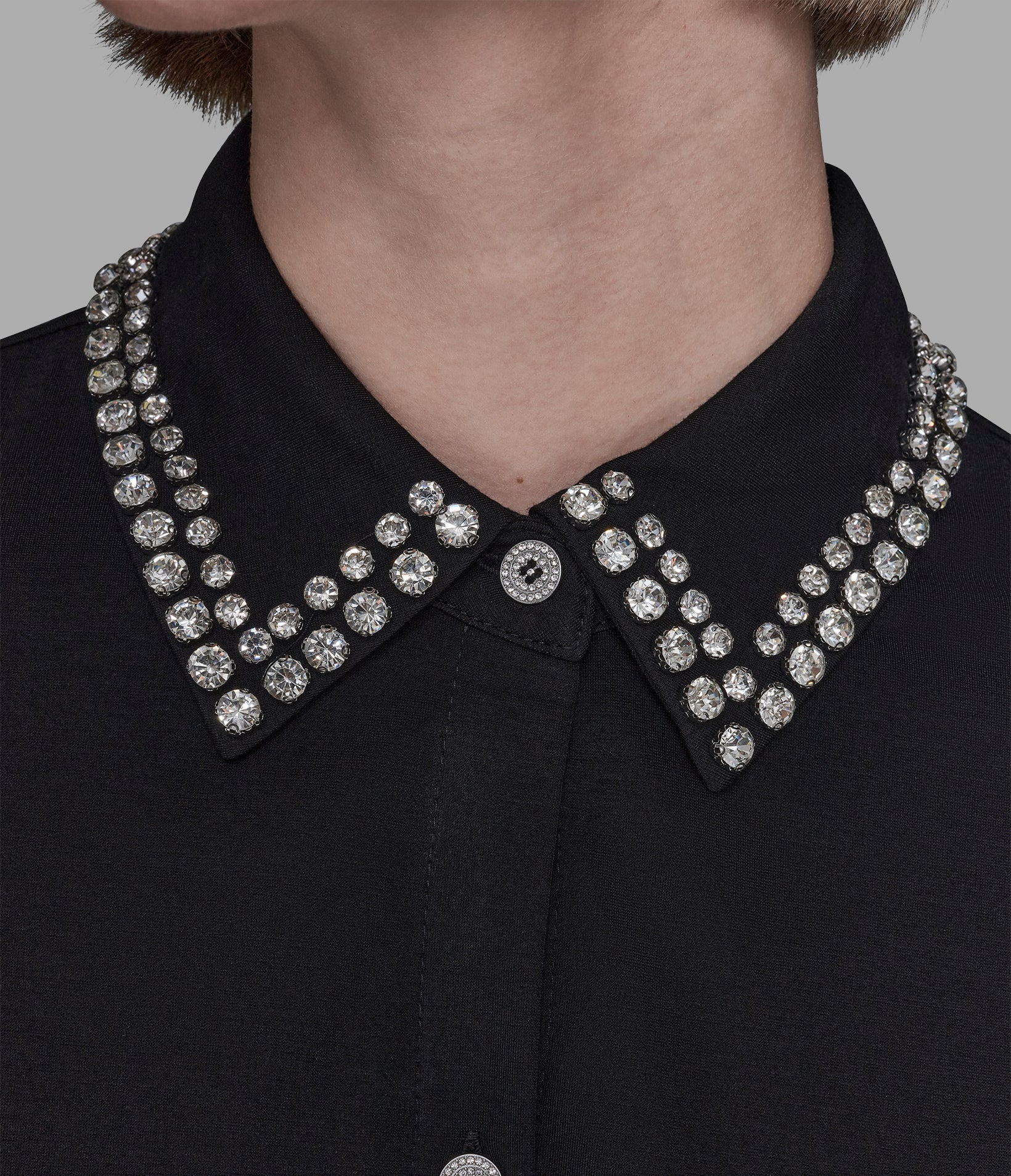 SHORT SLEEVE KNIT TOP WITH EMBELLISHED COLLAR VIEW 5 SHORT SLEEVE KNIT TOP WITH EMBELLISHED COLLAR VIEW 5