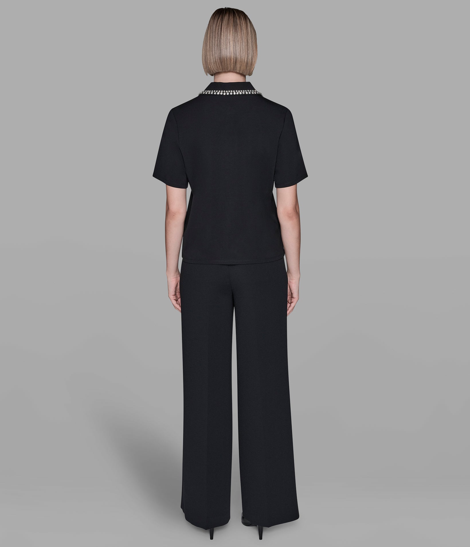 SHORT SLEEVE KNIT TOP WITH EMBELLISHED COLLAR View 2 | Women's Tops & Sweaters SHORT SLEEVE KNIT TOP WITH EMBELLISHED COLLAR View 2 | Women's Tops & Sweaters