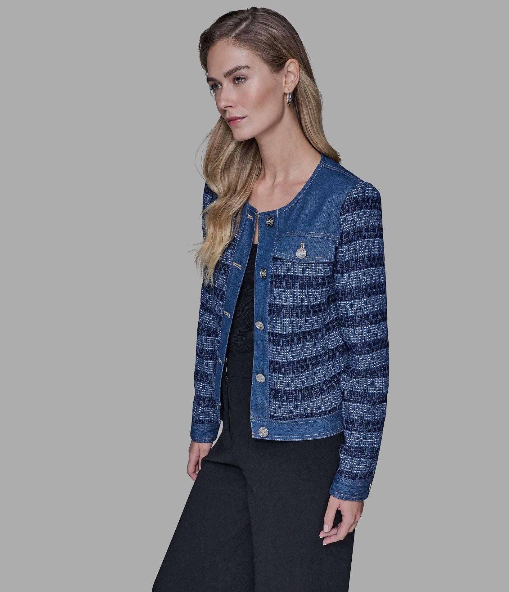 MIXED MEDIA TWEED DENIM JACKET VIEW 3 | Jackets & Coats MIXED MEDIA TWEED DENIM JACKET VIEW 3 | Jackets & Coats