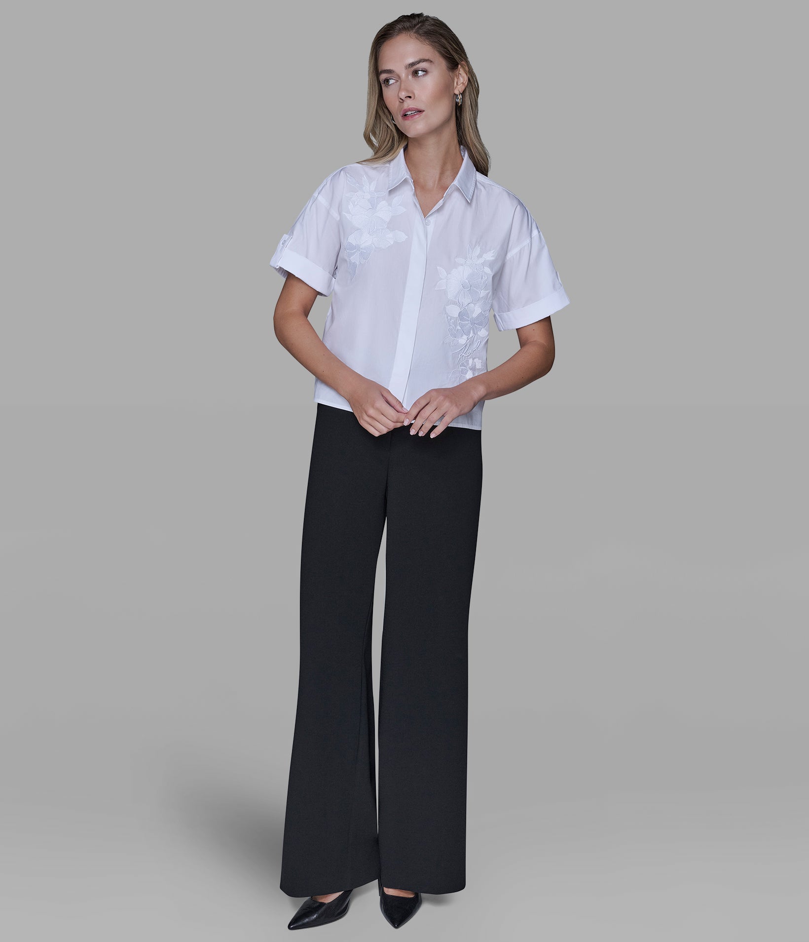 SHORT SLEEVE EMBROIDERED POPLIN SHIRT VIEW 4 | Valentine's Day Shop SHORT SLEEVE EMBROIDERED POPLIN SHIRT VIEW 4 | Valentine's Day Shop