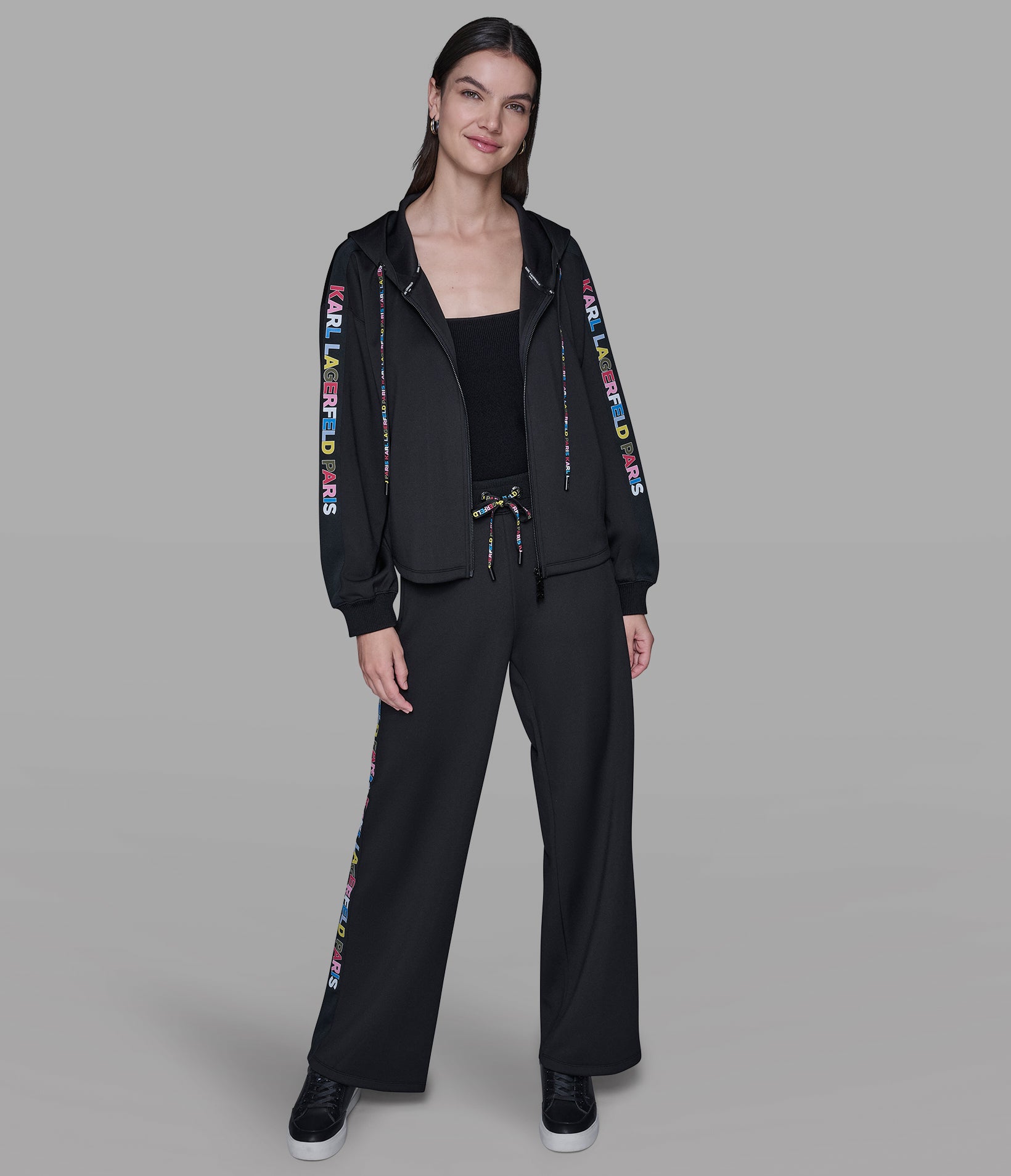 MULTI-COLOR LOGO TAPE FULL-ZIP HOODIE VIEW 4 | Women's Athleisure & Activewear MULTI-COLOR LOGO TAPE FULL-ZIP HOODIE VIEW 4 | Women's Athleisure & Activewear