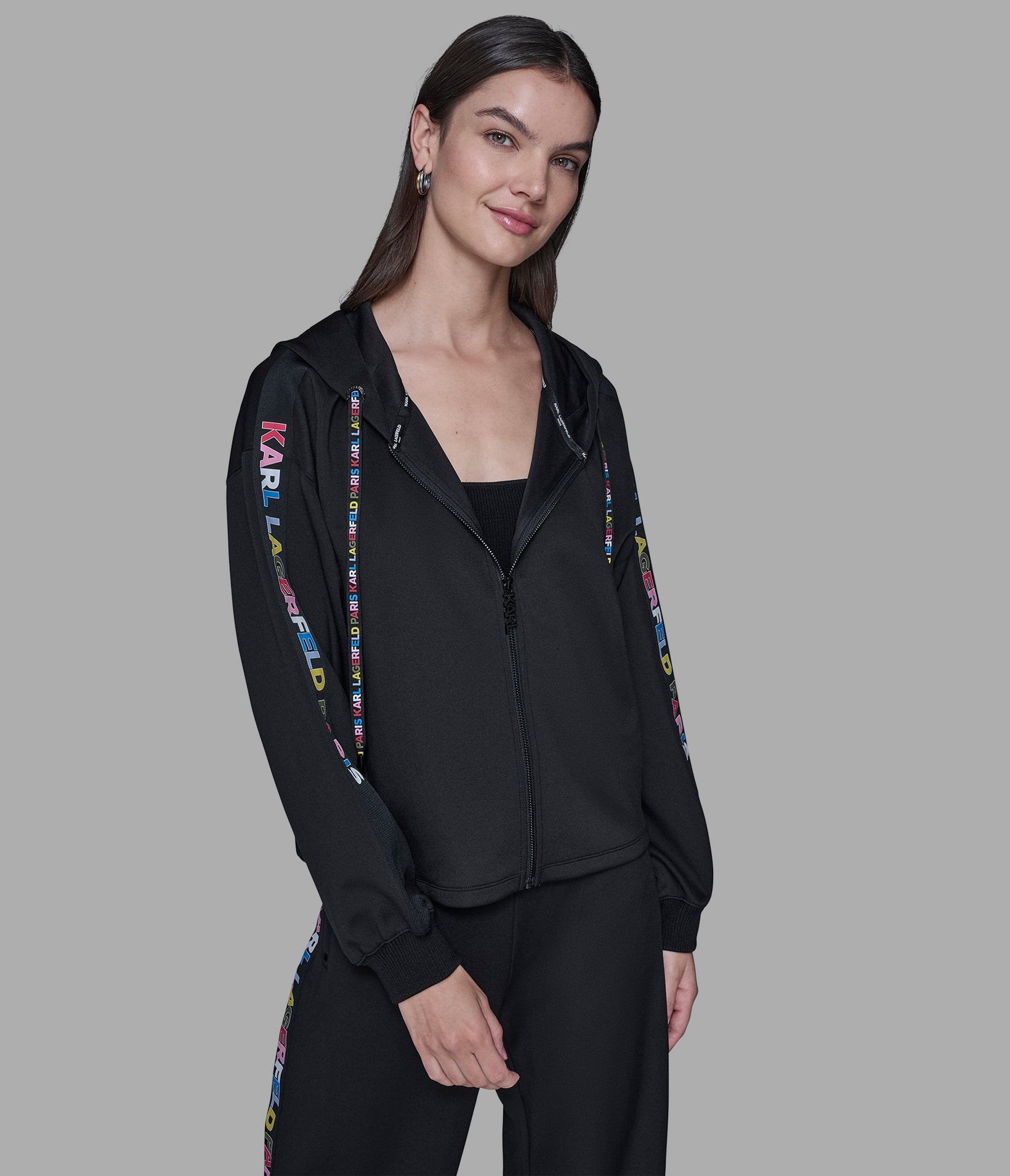 MULTI-COLOR LOGO TAPE FULL-ZIP HOODIE View 1 | Women's Athleisure & Activewear MULTI-COLOR LOGO TAPE FULL-ZIP HOODIE View 1 | Women's Athleisure & Activewear