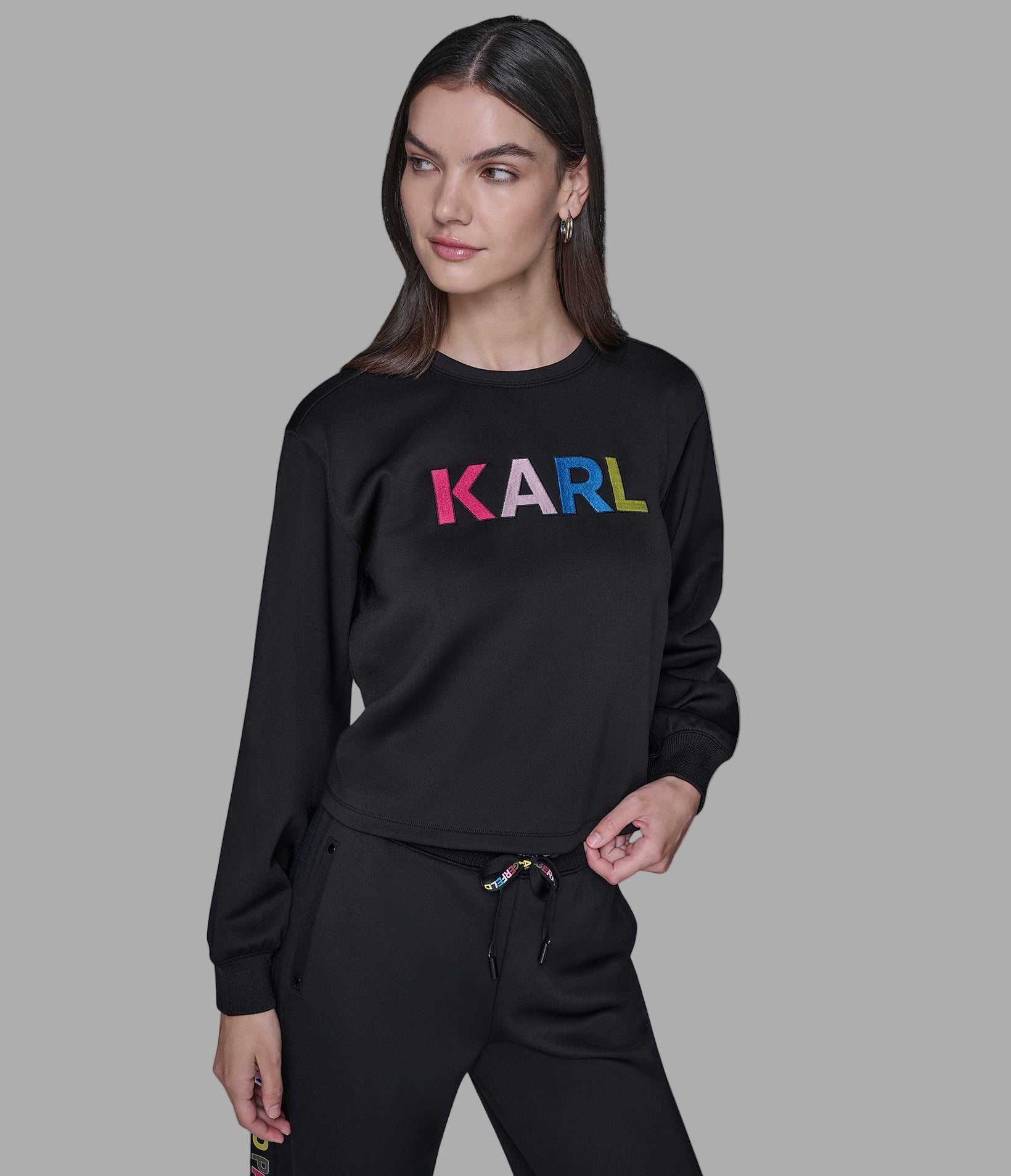 MULTI-COLOR LOGO SCUBA SWEATSHIRT View 1 | Women's Athleisure & Activewear MULTI-COLOR LOGO SCUBA SWEATSHIRT View 1 | Women's Athleisure & Activewear