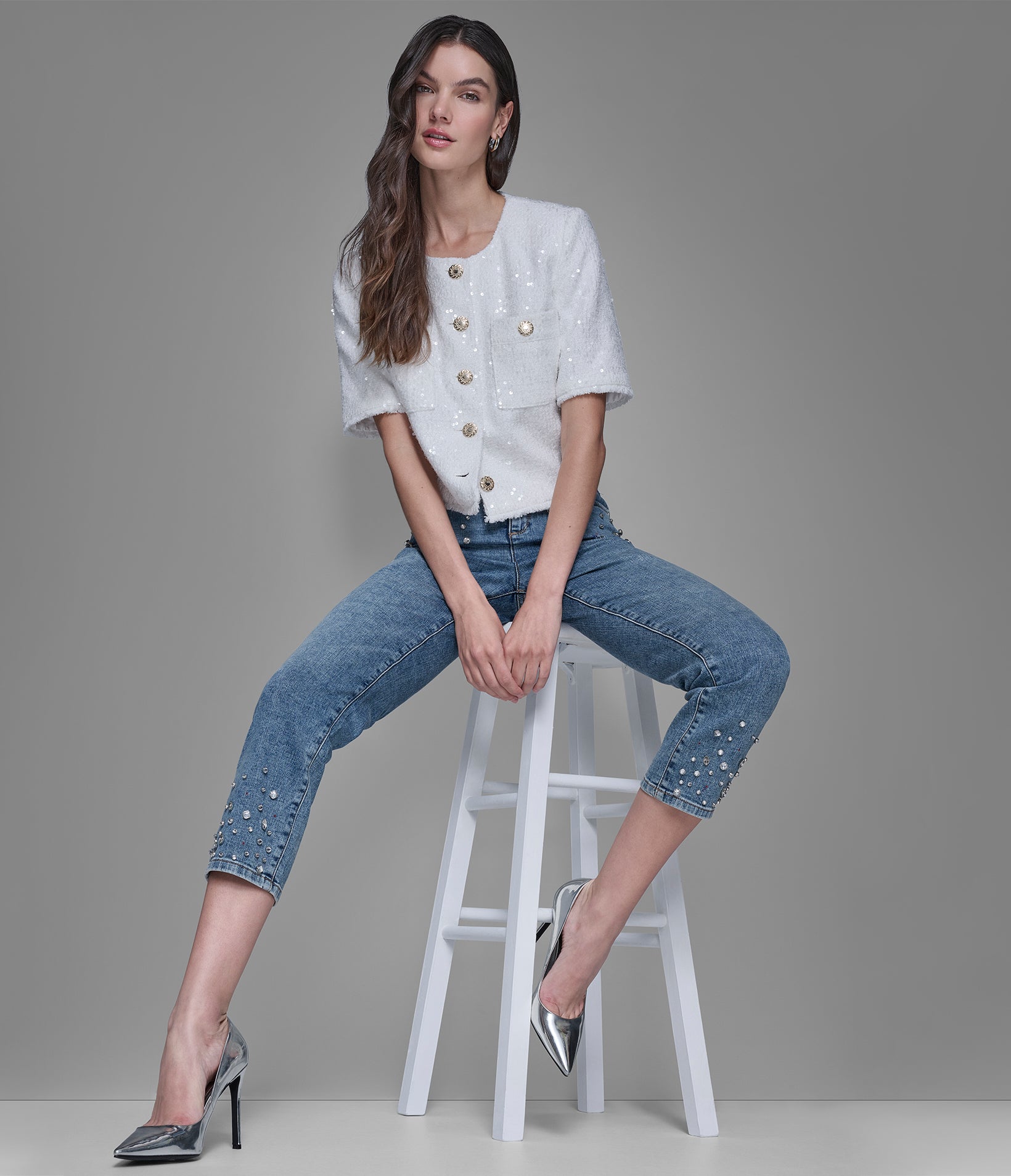 SHORT SLEEVE SHIMMER TWEED JACKET VIEW 7 | Jackets & Coats SHORT SLEEVE SHIMMER TWEED JACKET VIEW 7 | Jackets & Coats