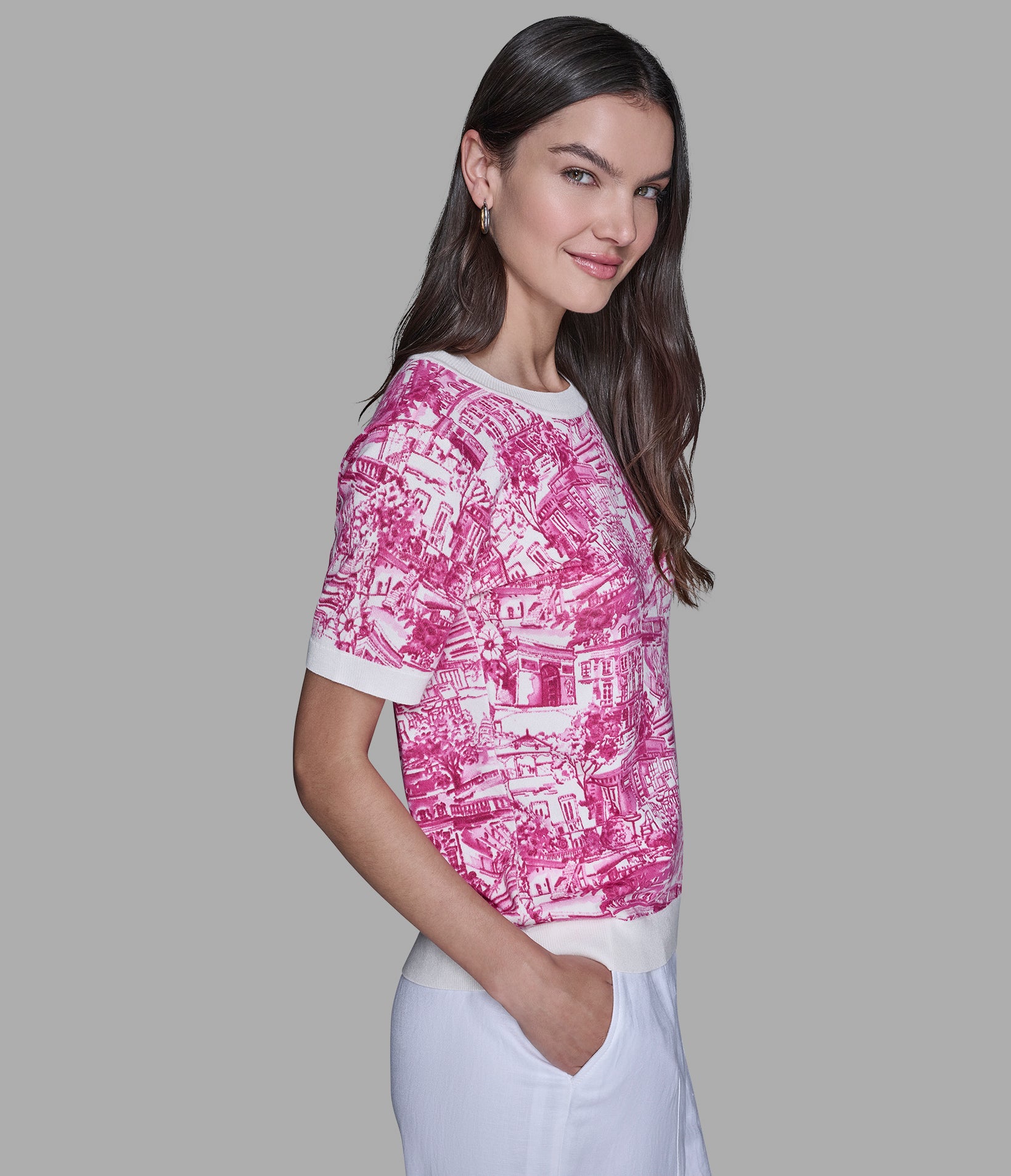 SHORT SLEEVE PARIS SKETCH SWEATER VIEW 3 | Valentine's Day Shop SHORT SLEEVE PARIS SKETCH SWEATER VIEW 3 | Valentine's Day Shop