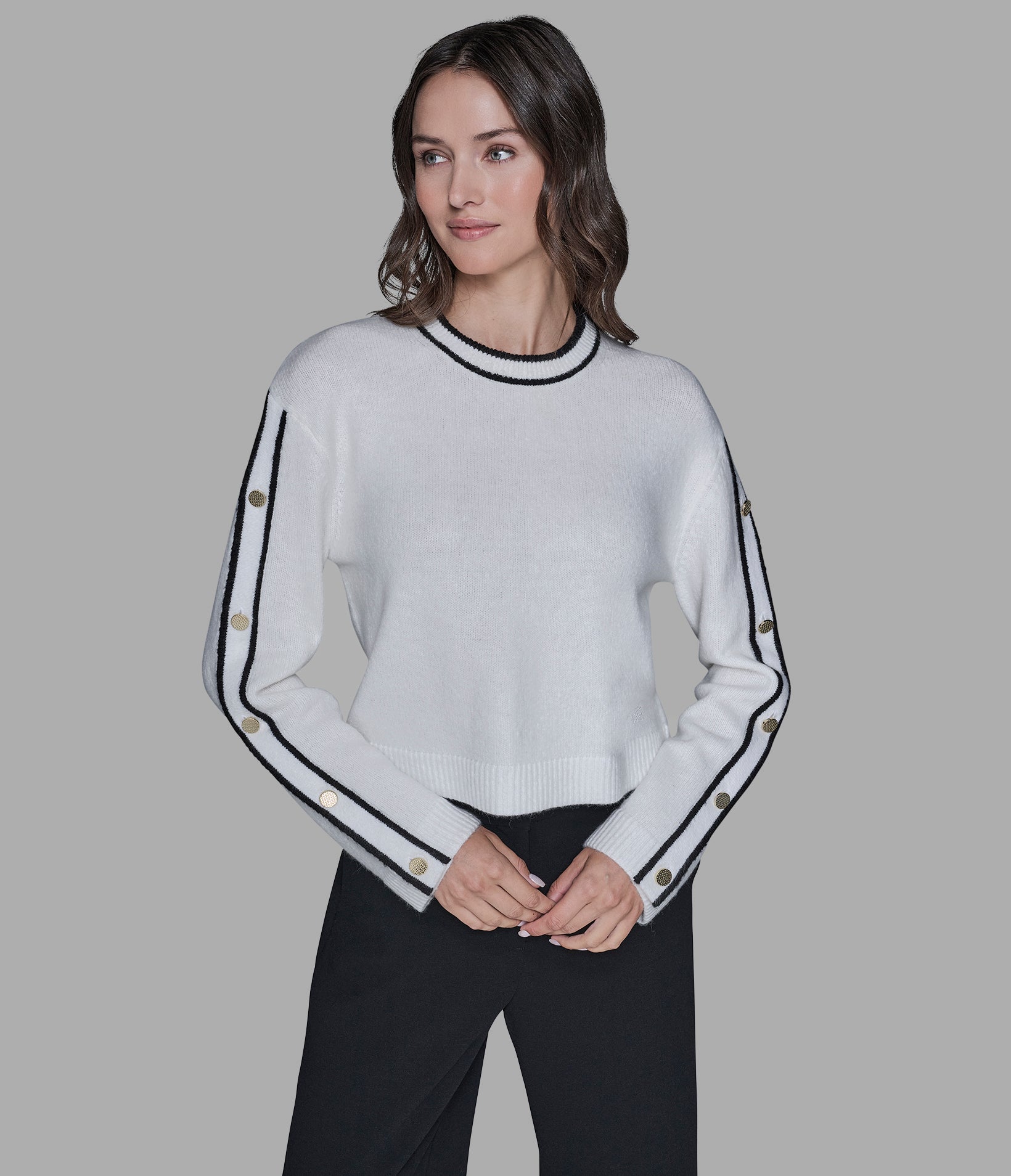 BUTTON SLEEVE PULLOVER SWEATER View 1 | Women's Tops & Sweaters BUTTON SLEEVE PULLOVER SWEATER View 1 | Women's Tops & Sweaters