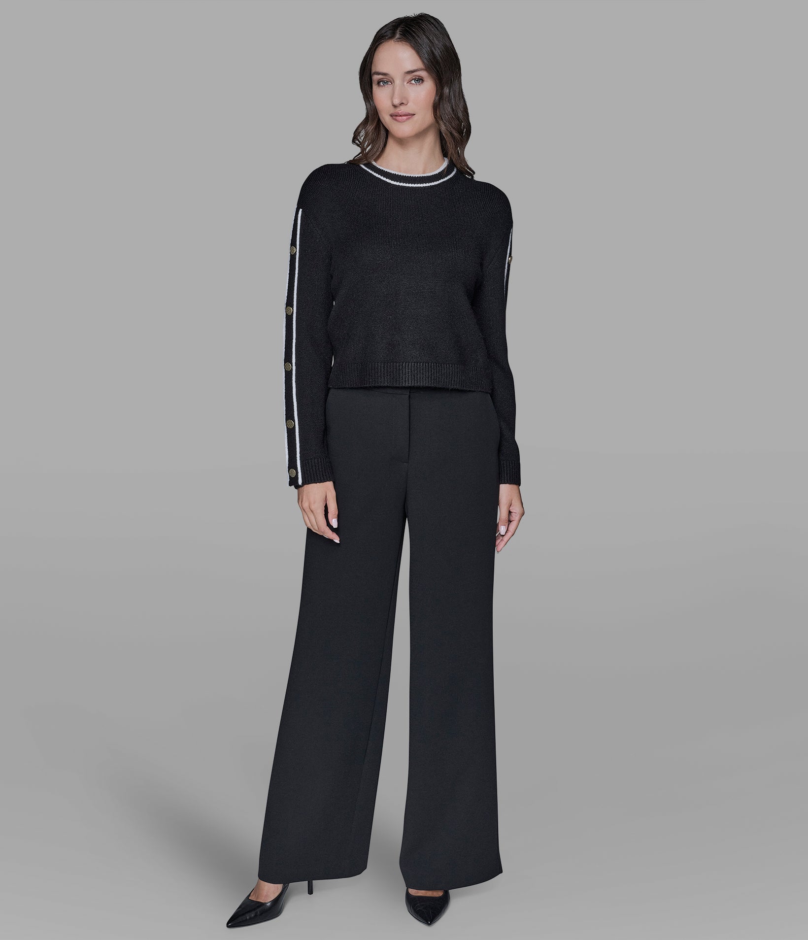 BUTTON SLEEVE PULLOVER SWEATER VIEW 4 BUTTON SLEEVE PULLOVER SWEATER VIEW 4