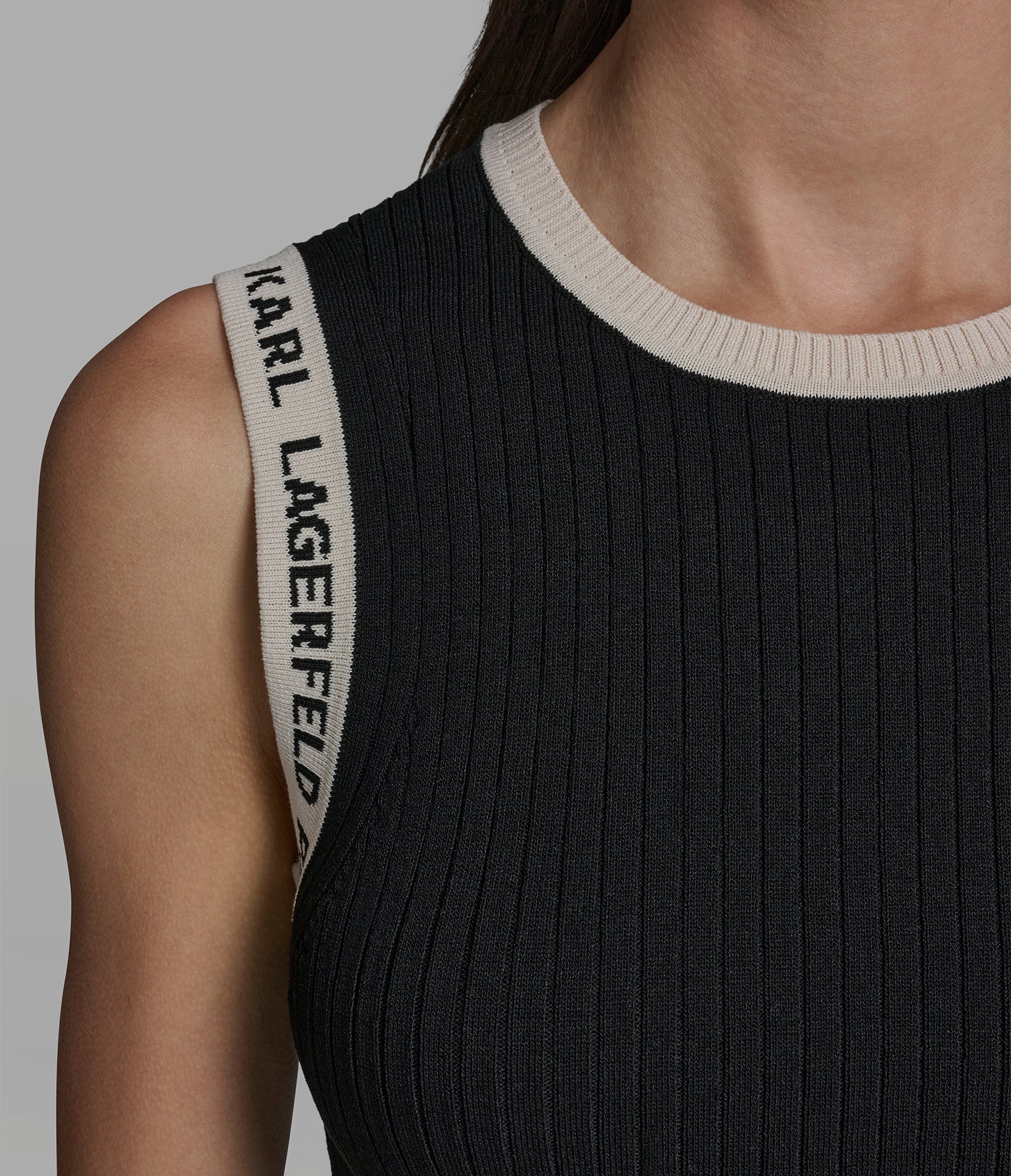 SWEATER TANK WITH LOGO TRIM DETAIL VIEW 6 | Women's Tops & Sweaters SWEATER TANK WITH LOGO TRIM DETAIL VIEW 6 | Women's Tops & Sweaters