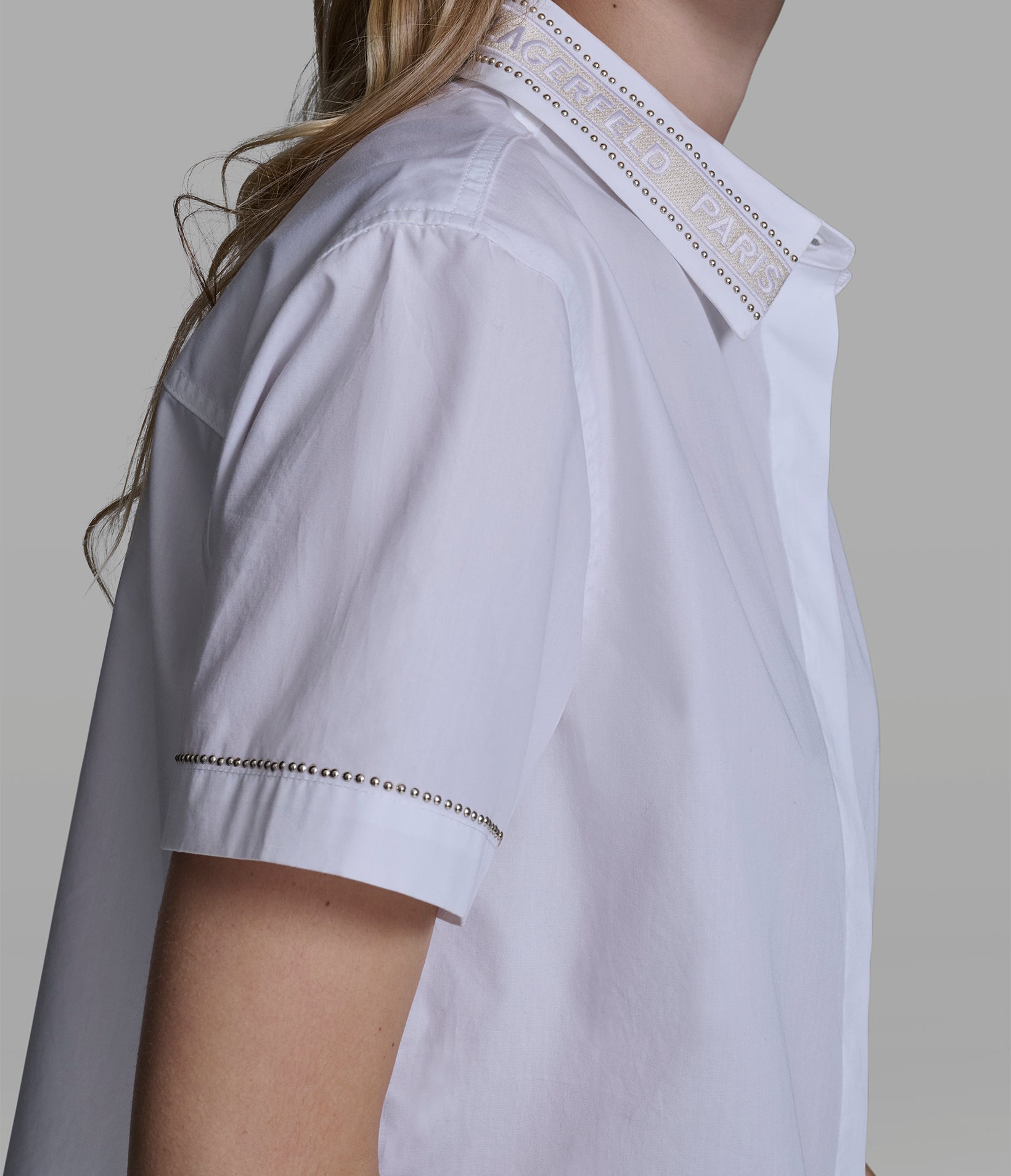 SHORT SLEEVE POPLIN SHIRT WITH EMBELLISHED TRIM VIEW 6 | New Arrivals SHORT SLEEVE POPLIN SHIRT WITH EMBELLISHED TRIM VIEW 6 | New Arrivals