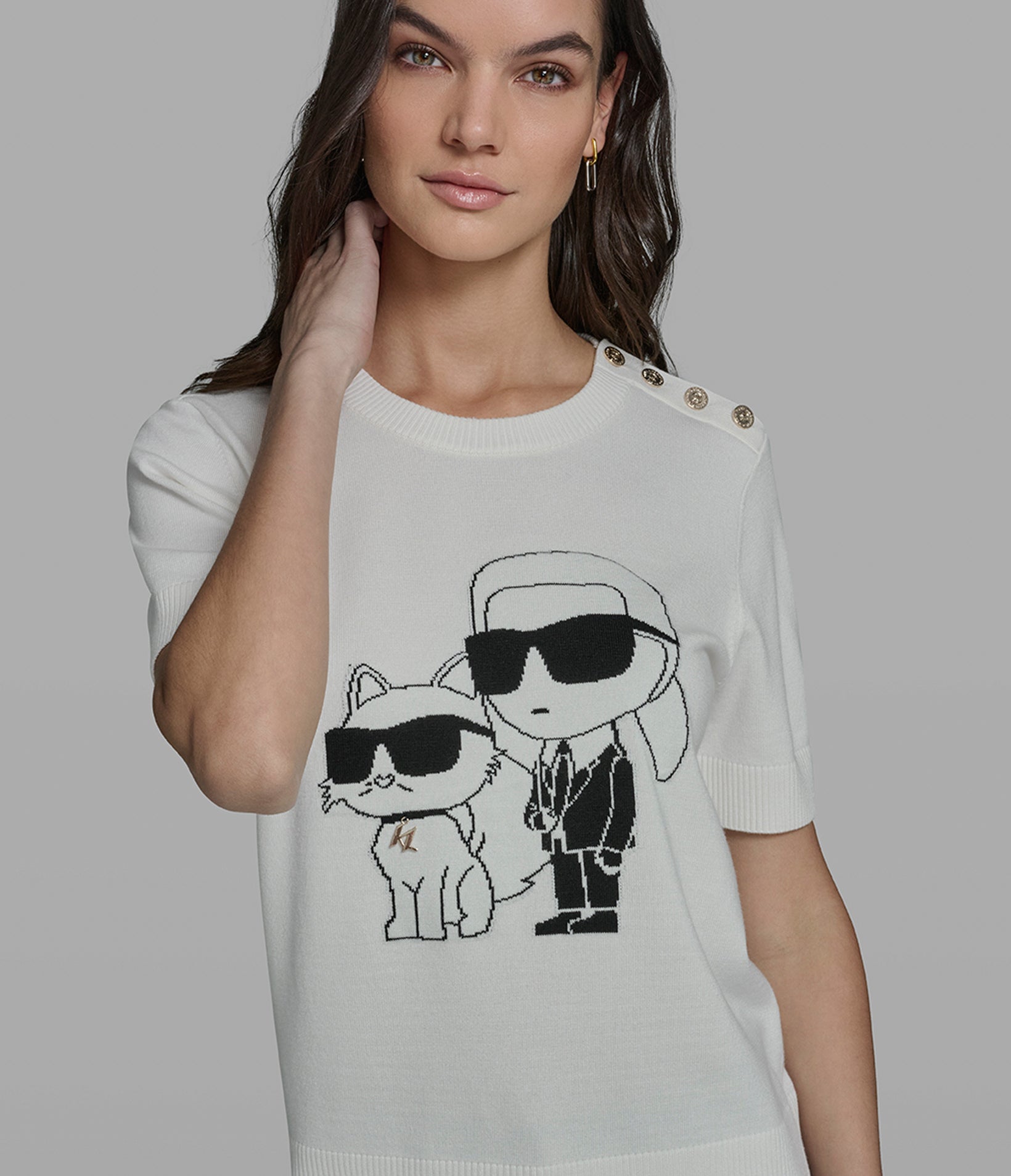 SHORT SLEEVE DUO SWEATER View 1 | Women's Tops & Sweaters SHORT SLEEVE DUO SWEATER View 1 | Women's Tops & Sweaters