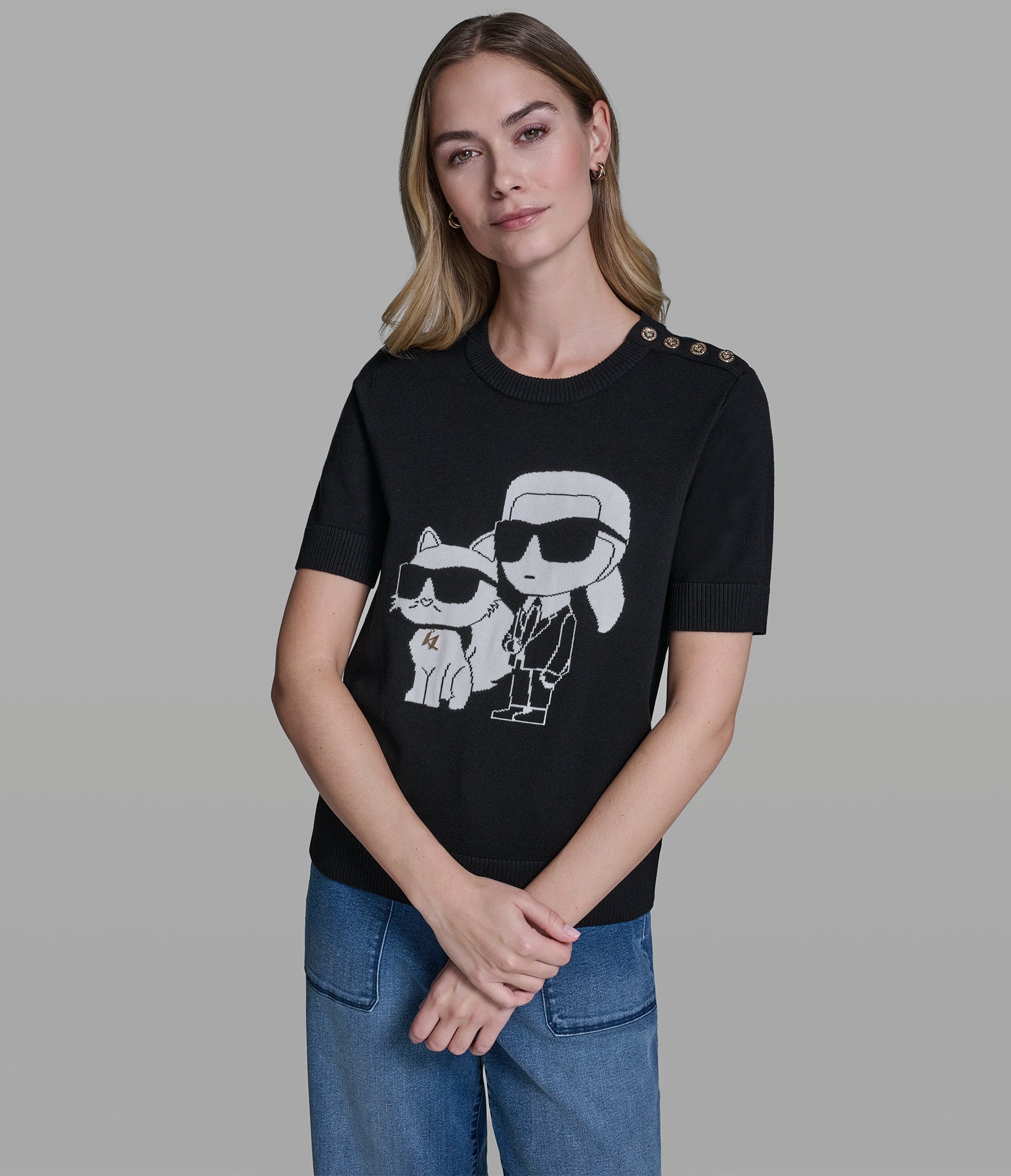 SHORT SLEEVE DUO SWEATER View 1 | Women's Tops & Sweaters SHORT SLEEVE DUO SWEATER View 1 | Women's Tops & Sweaters