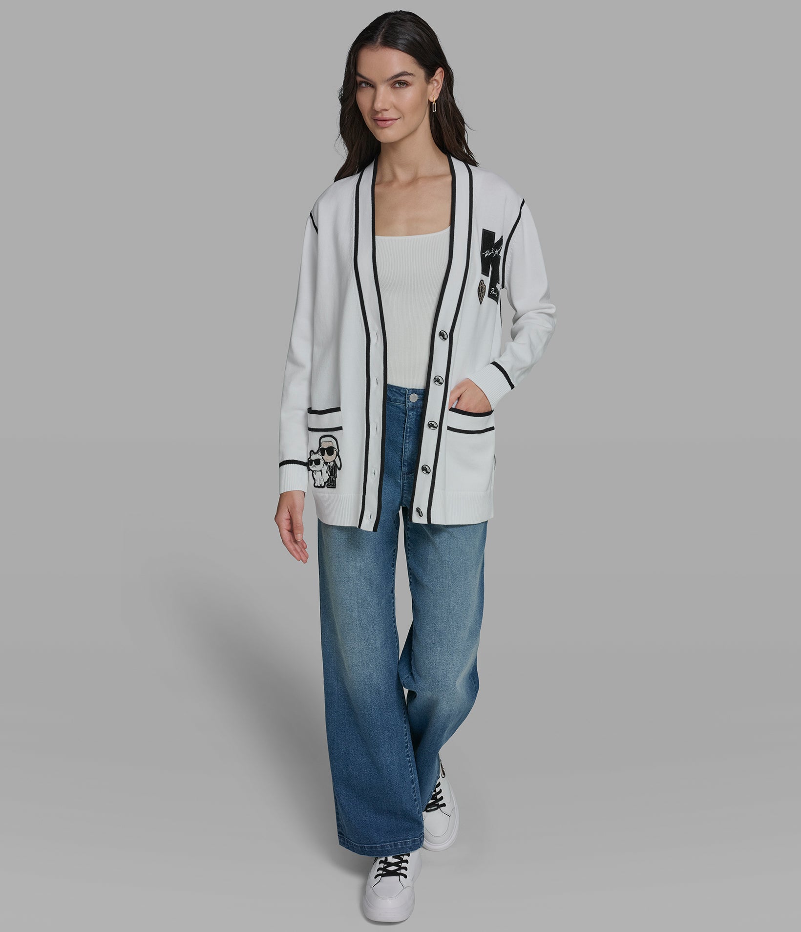 VARSITY CARDIGAN WITH PATCHES VIEW 5 | Women's Tops & Sweaters VARSITY CARDIGAN WITH PATCHES VIEW 5 | Women's Tops & Sweaters