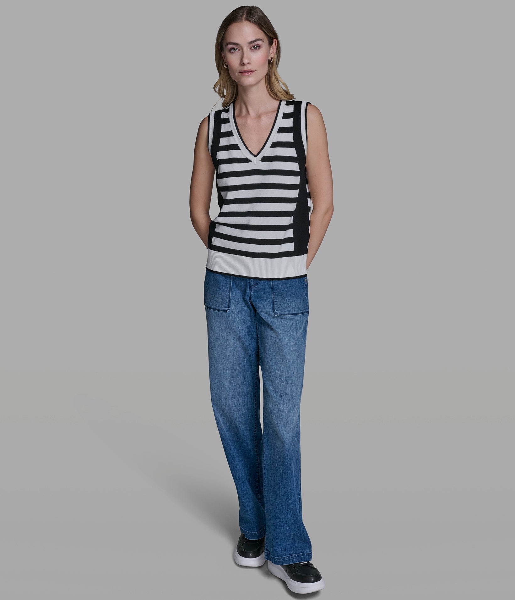 STRIPED V-NECK SWEATER VIEW 4 | New Arrivals STRIPED V-NECK SWEATER VIEW 4 | New Arrivals