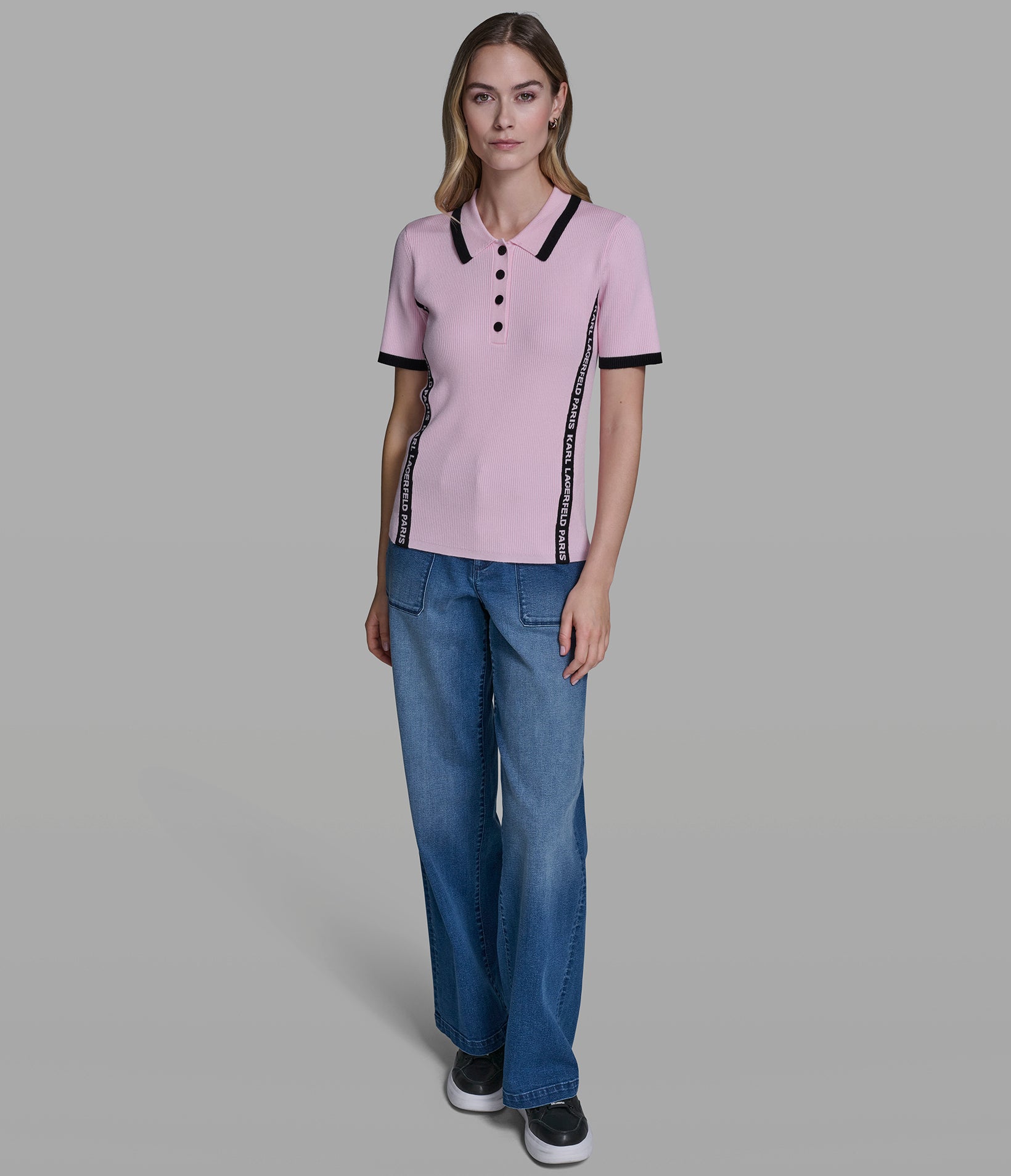 SHORT SLEEVE LOGO TRIM POLO SWEATER VIEW 5 | New Arrivals SHORT SLEEVE LOGO TRIM POLO SWEATER VIEW 5 | New Arrivals