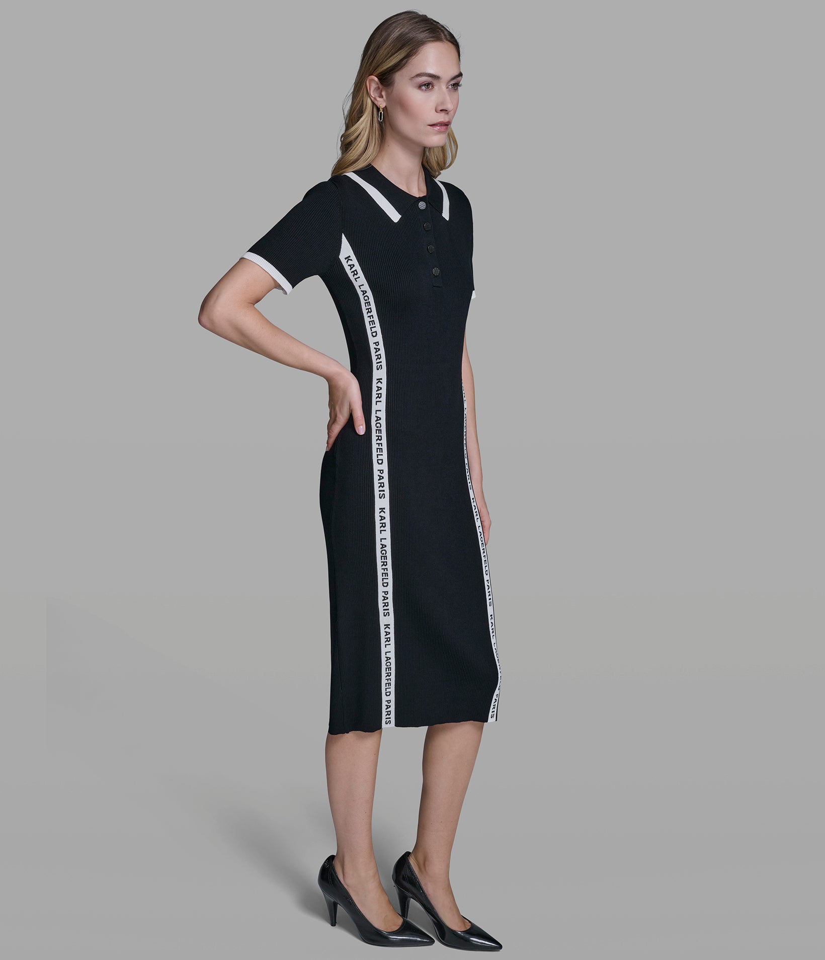 KARL LOGO TRIM SWEATER DRESS VIEW 4 | New Arrivals KARL LOGO TRIM SWEATER DRESS VIEW 4 | New Arrivals
