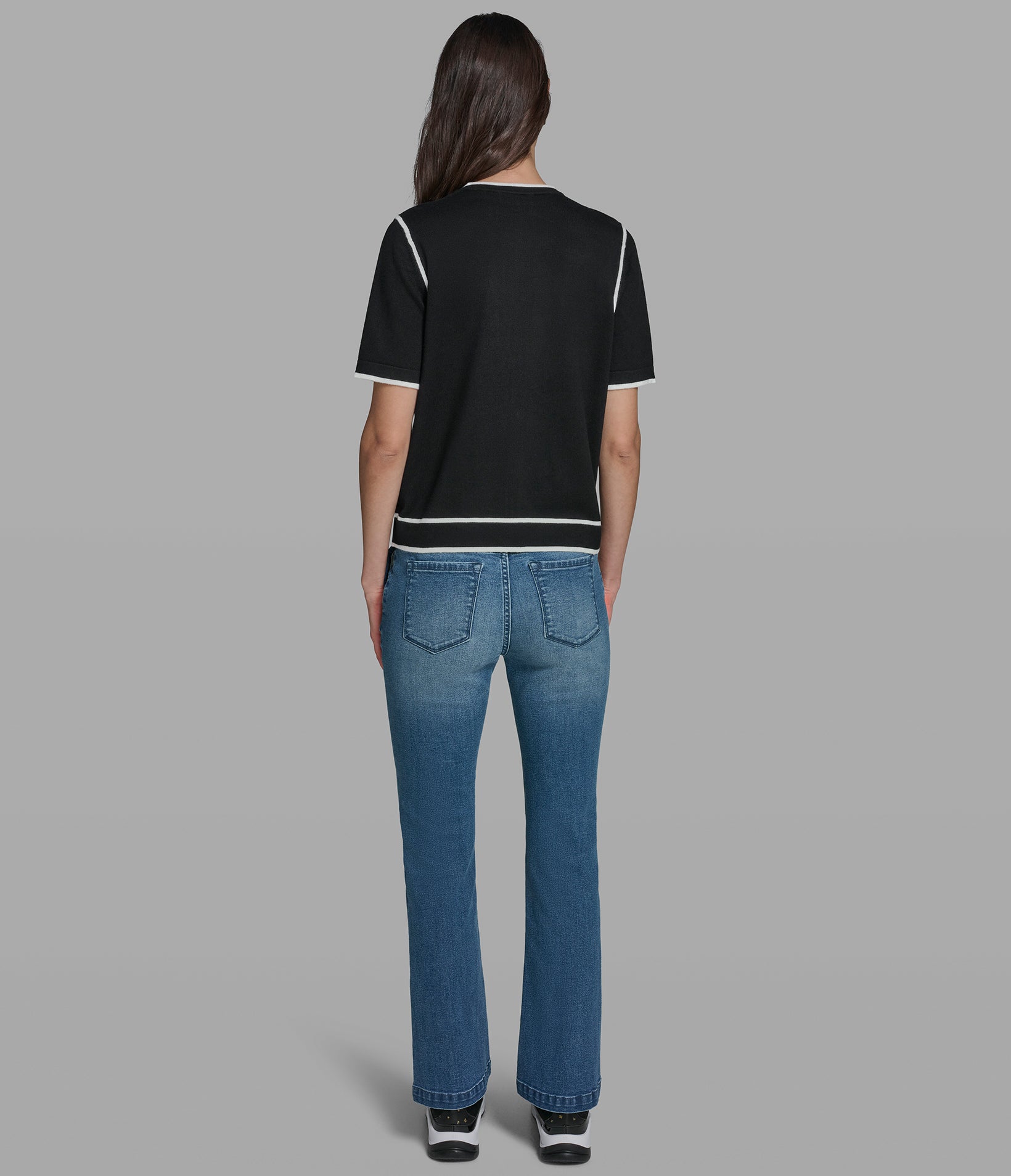 SHORT SLEEVE CARDIGAN WITH CONTRAST TRIM VIEW 6 | Women's Clothing SHORT SLEEVE CARDIGAN WITH CONTRAST TRIM VIEW 6 | Women's Clothing