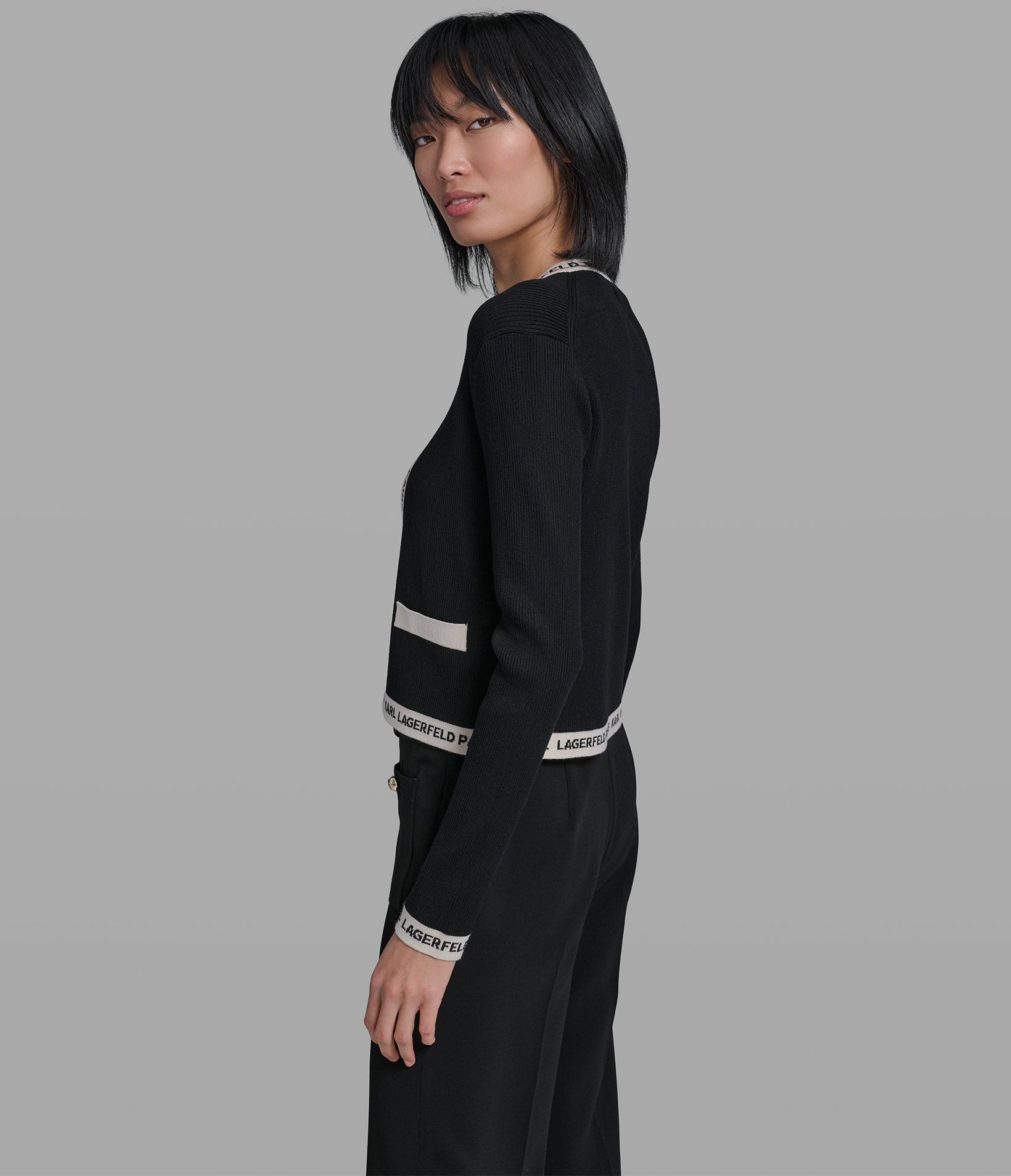 KARL LOGO TRIM CARDIGAN VIEW 3 | Women's Clothing KARL LOGO TRIM CARDIGAN VIEW 3 | Women's Clothing