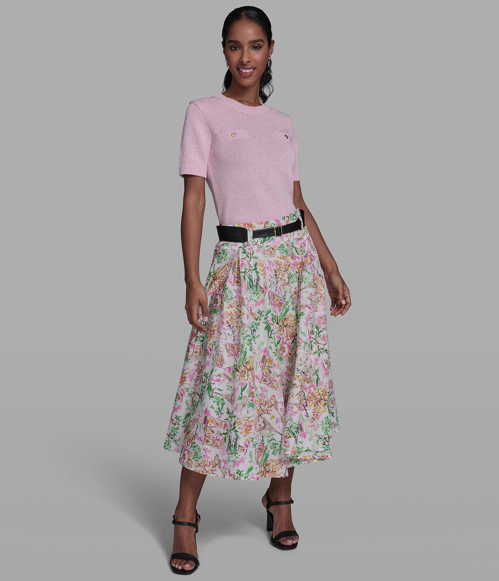 BELTED FLORAL POPLIN MIDI SKIRT VIEW 4 | New Arrivals BELTED FLORAL POPLIN MIDI SKIRT VIEW 4 | New Arrivals
