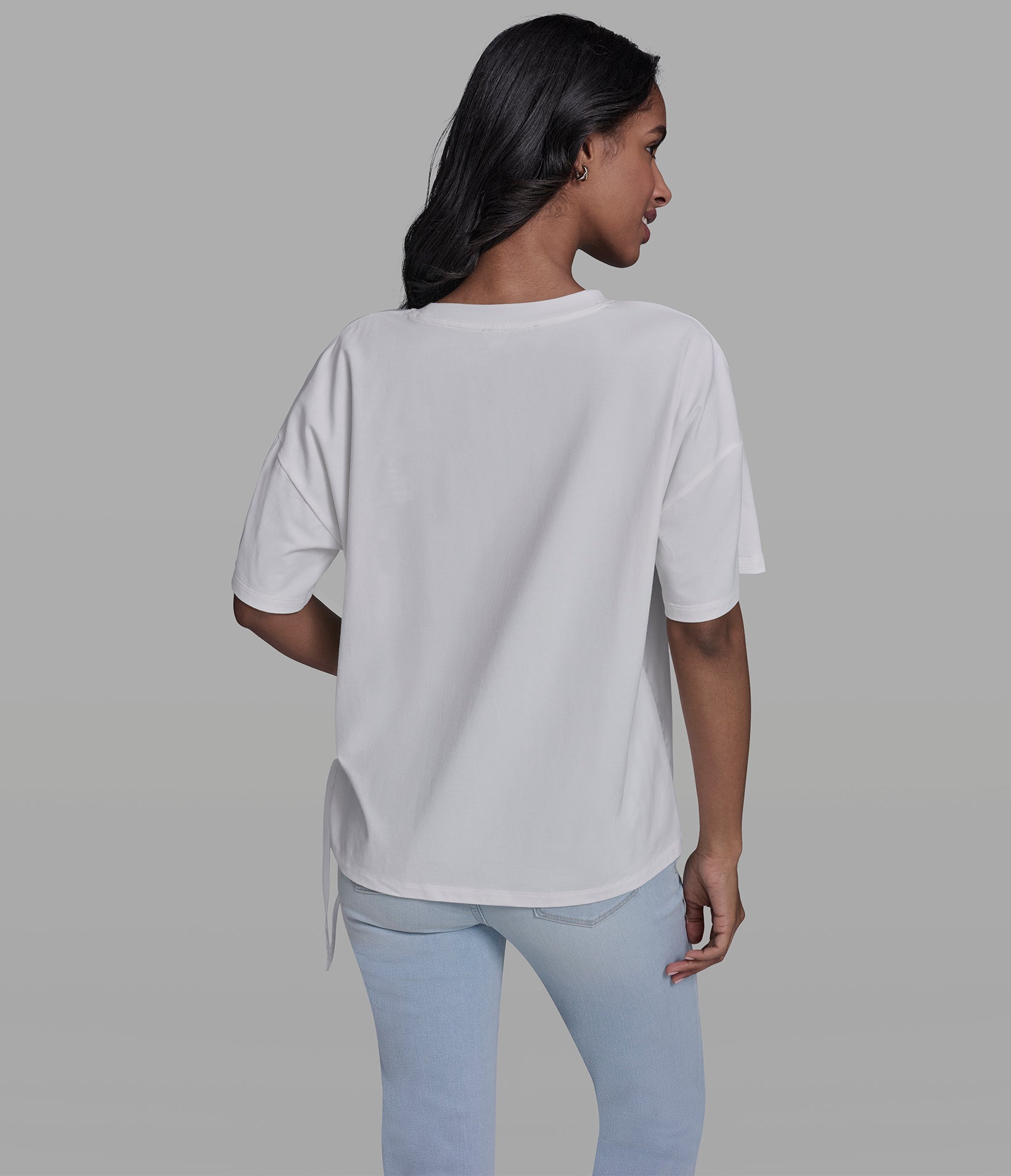 SHORT SLEEVE MIXED MEDIA DUO TOP View 2 | New Women's Clothing SHORT SLEEVE MIXED MEDIA DUO TOP View 2 | New Women's Clothing