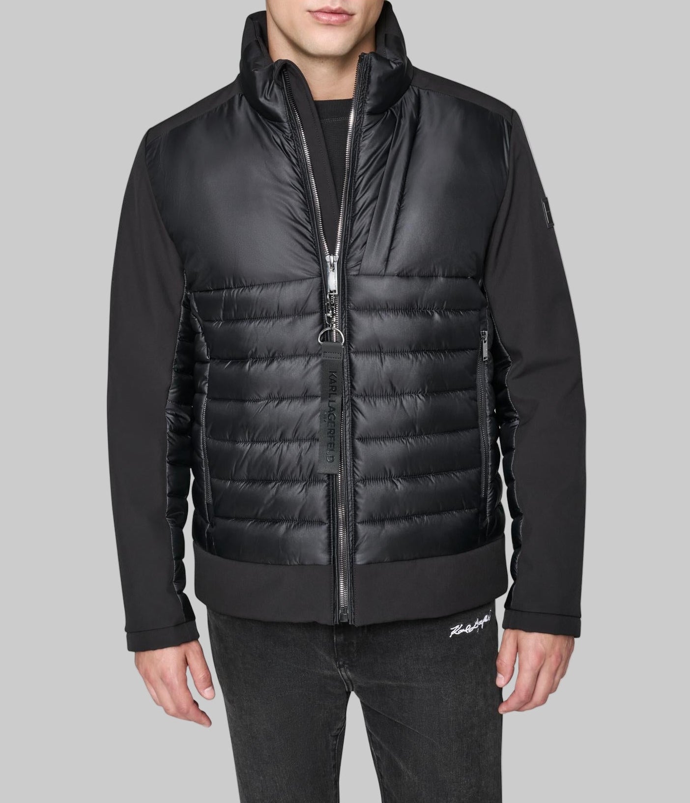 STAND COLLAR MIXED MEDIA PUFFER View 1 | Men's Coats & Jackets STAND COLLAR MIXED MEDIA PUFFER View 1 | Men's Coats & Jackets