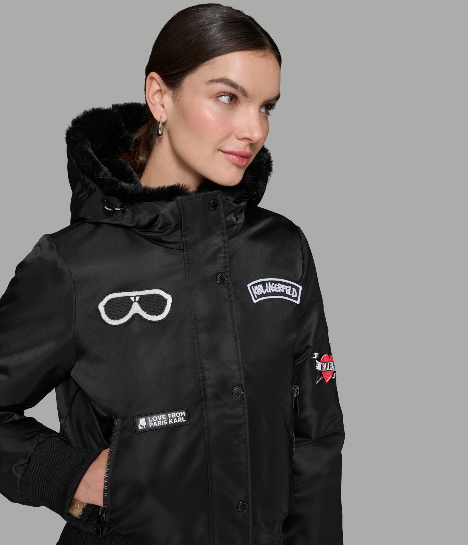 LOGO PATCH HOODED BOMBER JACKET VIEW 4 | Jackets & Coats Sale LOGO PATCH HOODED BOMBER JACKET VIEW 4 | Jackets & Coats Sale