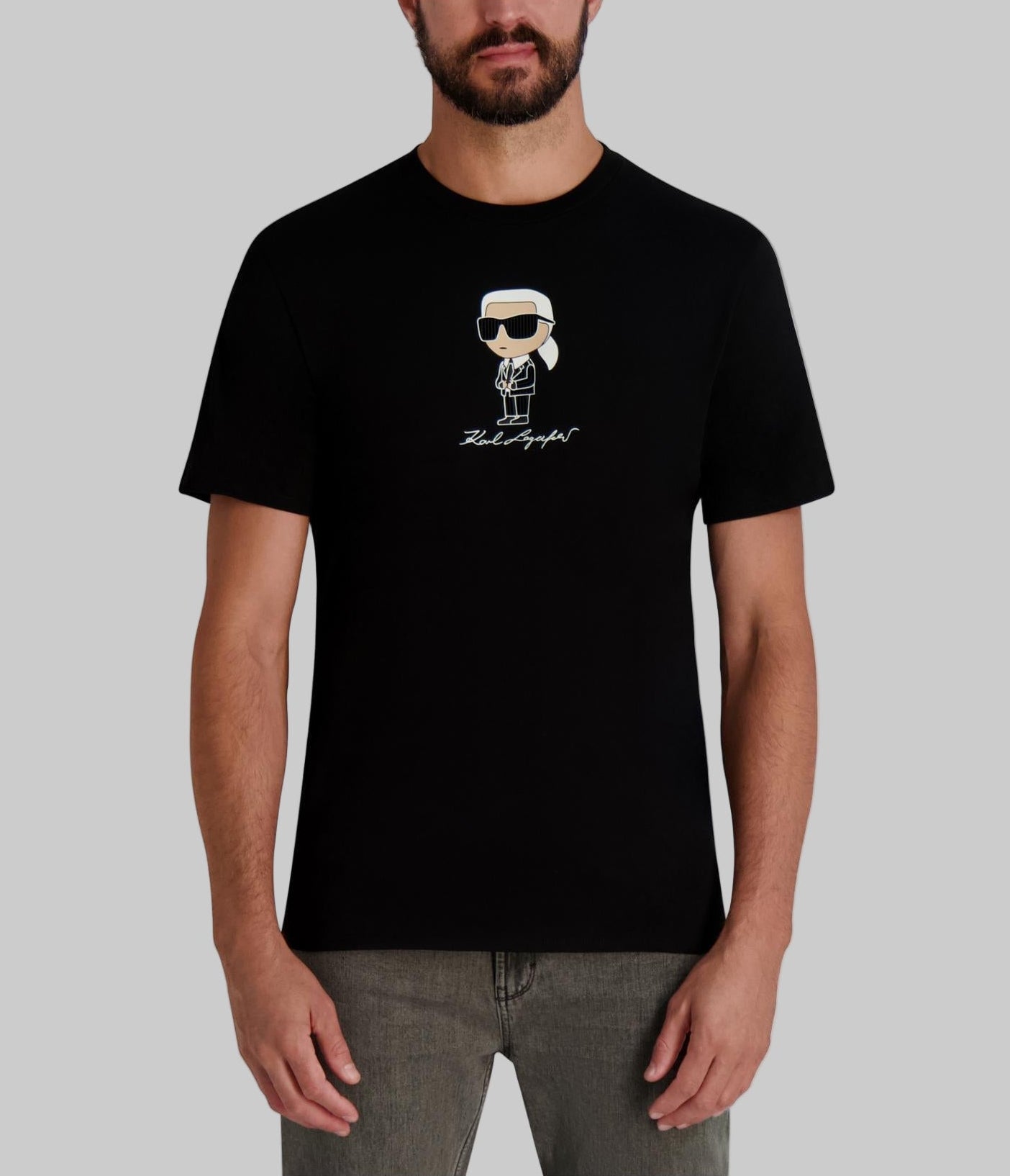 SMALL KARL WITH FLOCKING SUIT AND GLASSES TEE View 1 | MEN'S FALL COLLECTION SMALL KARL WITH FLOCKING SUIT AND GLASSES TEE View 1 | MEN'S FALL COLLECTION